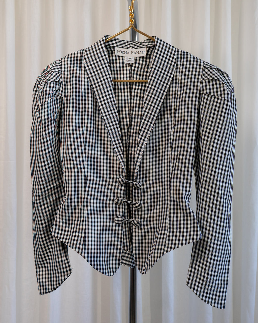 1990s Norma Kamali Gingham Corset Jacket