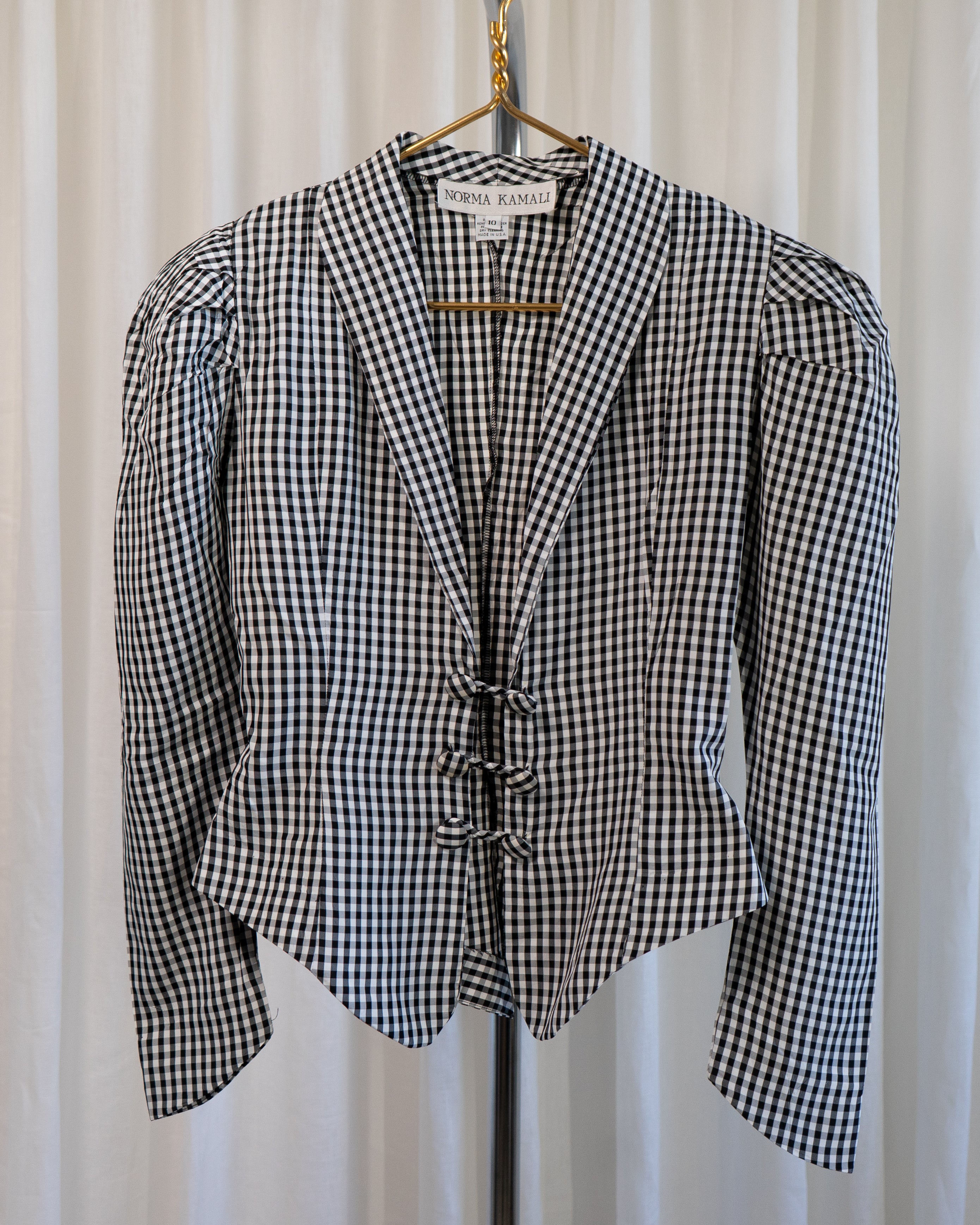 1990s Norma Kamali Gingham Corset Jacket