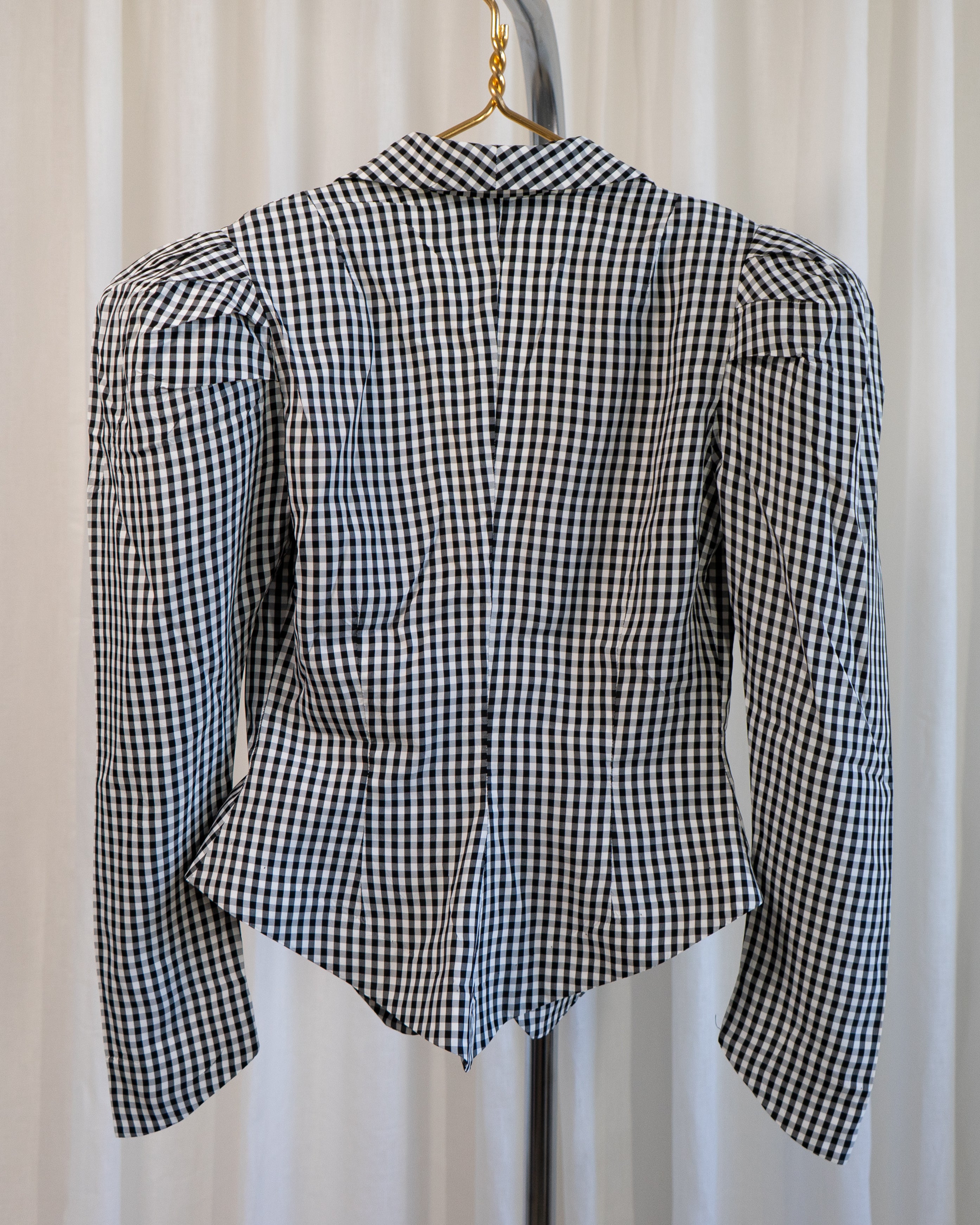 1990s Norma Kamali Gingham Corset Jacket