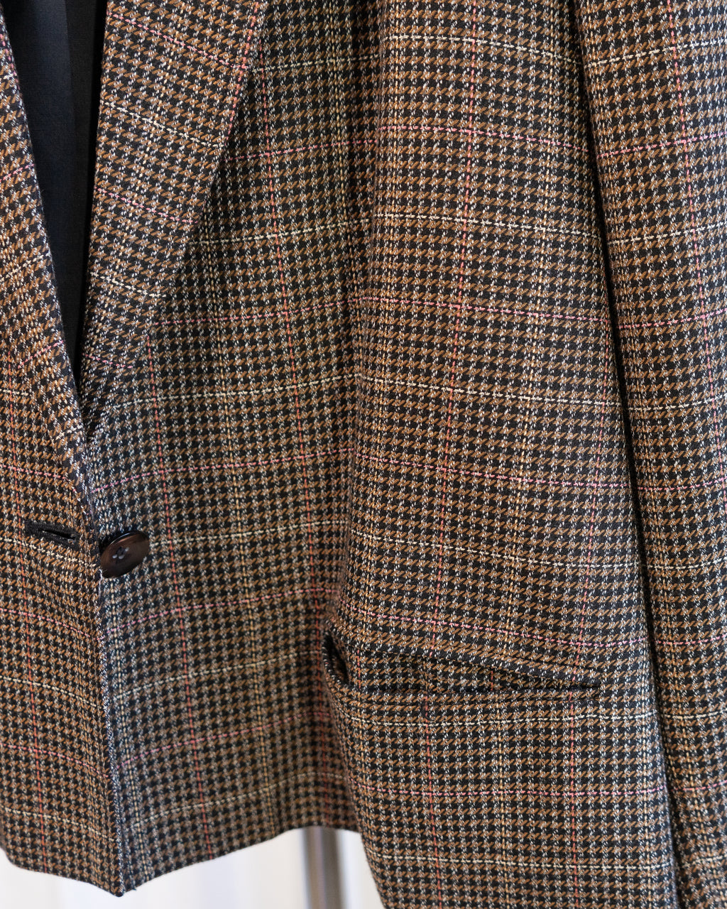 1980s Elisabeth Plaid Cropped Single Button Blazer