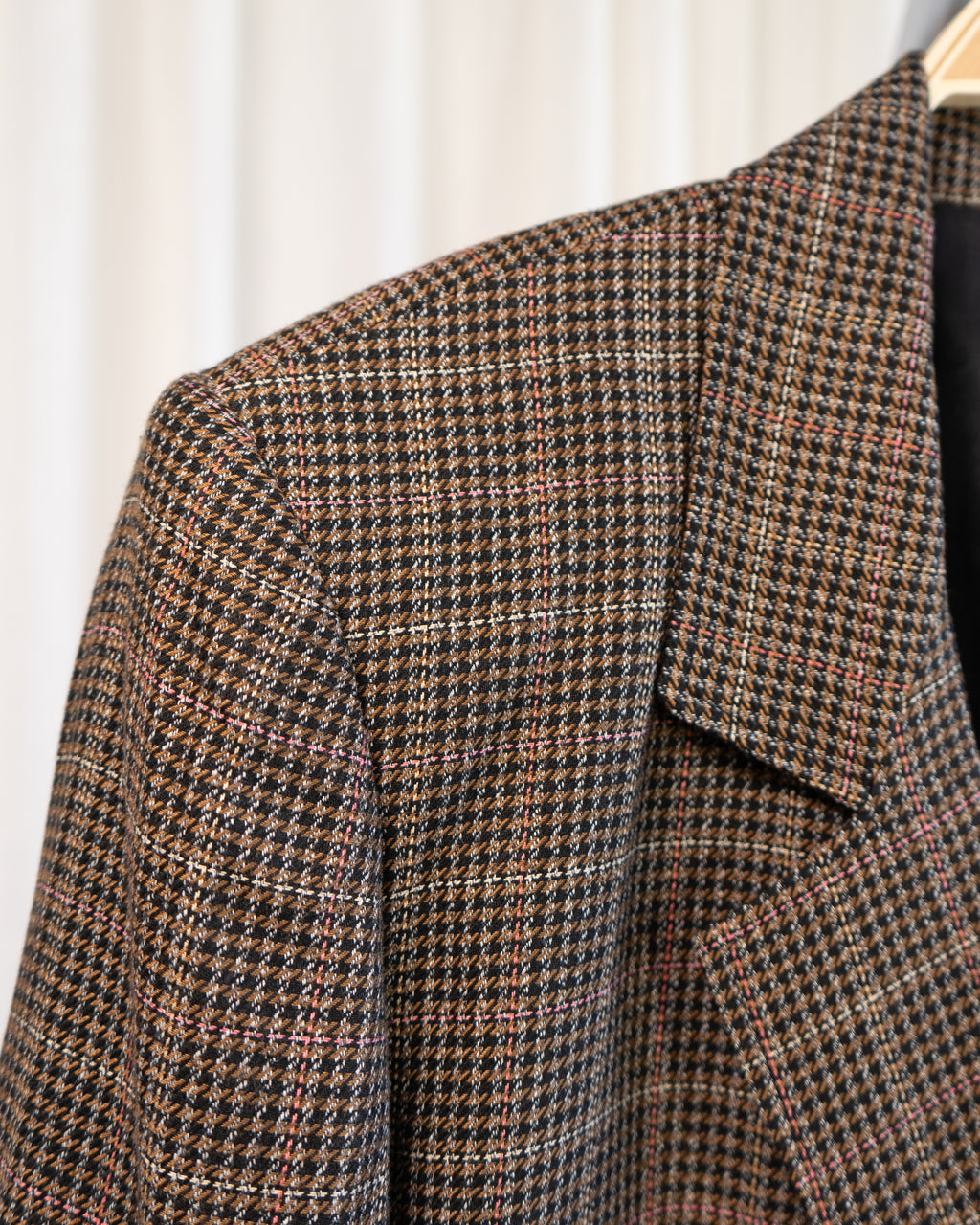 1980s Elisabeth Plaid Cropped Single Button Blazer