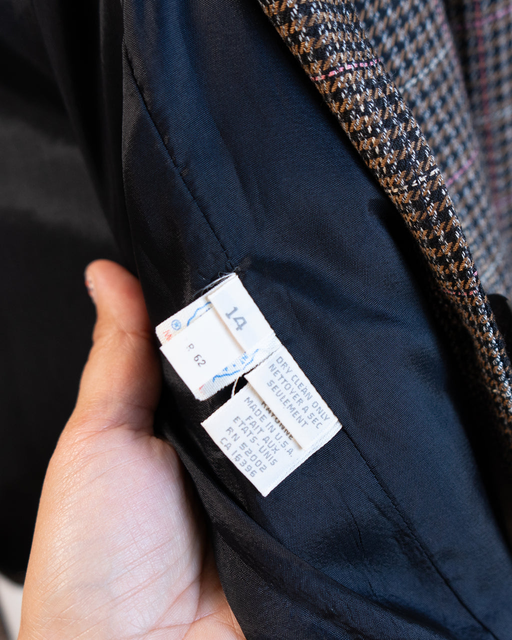 1980s Elisabeth Plaid Cropped Single Button Blazer