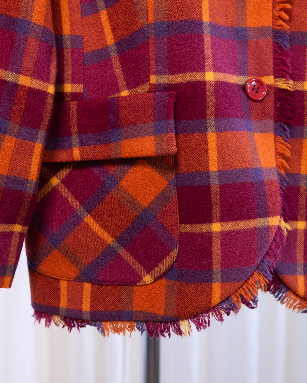 1990s Escada Sport Frayed Plaid Blazer