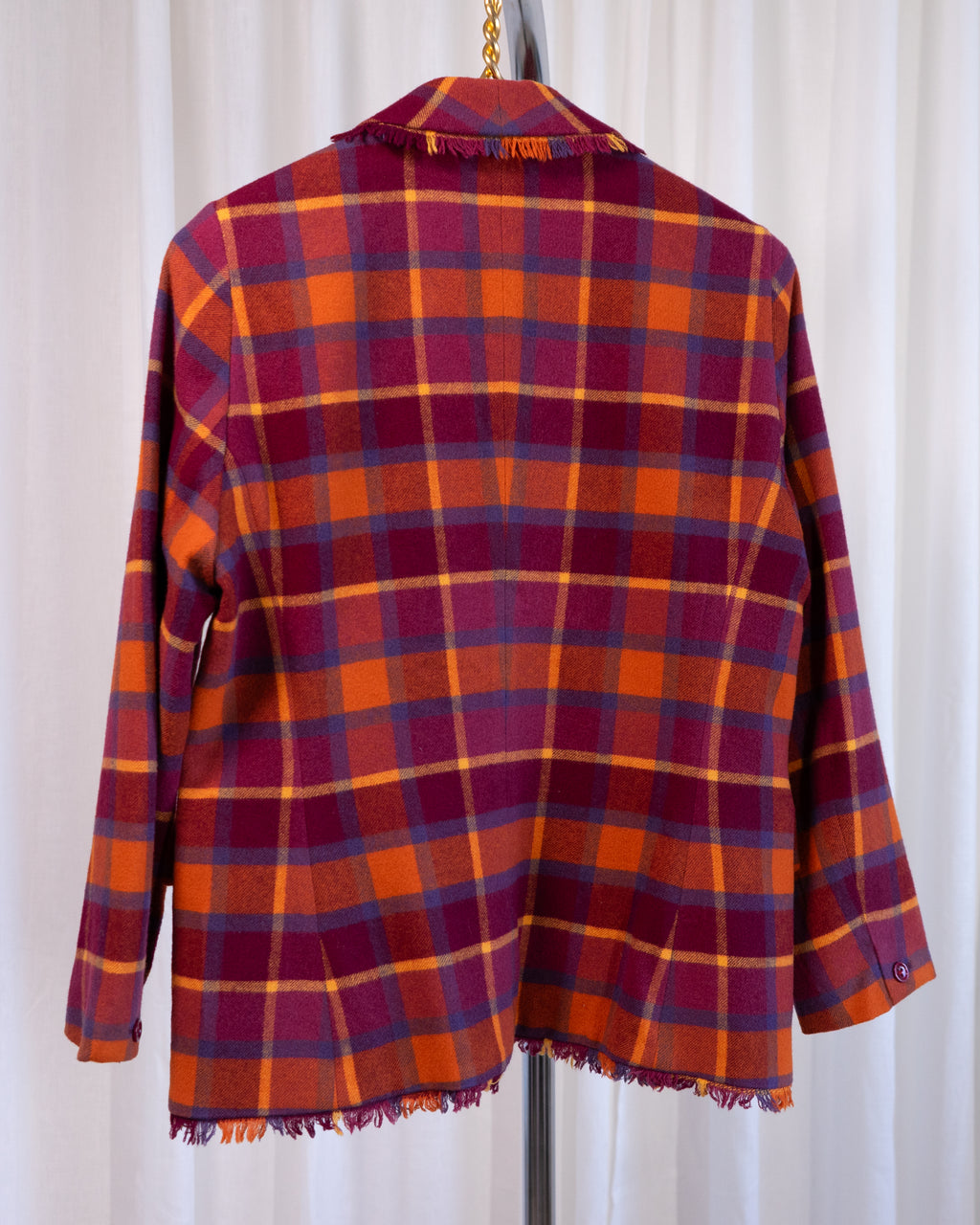 1990s Escada Sport Frayed Plaid Blazer