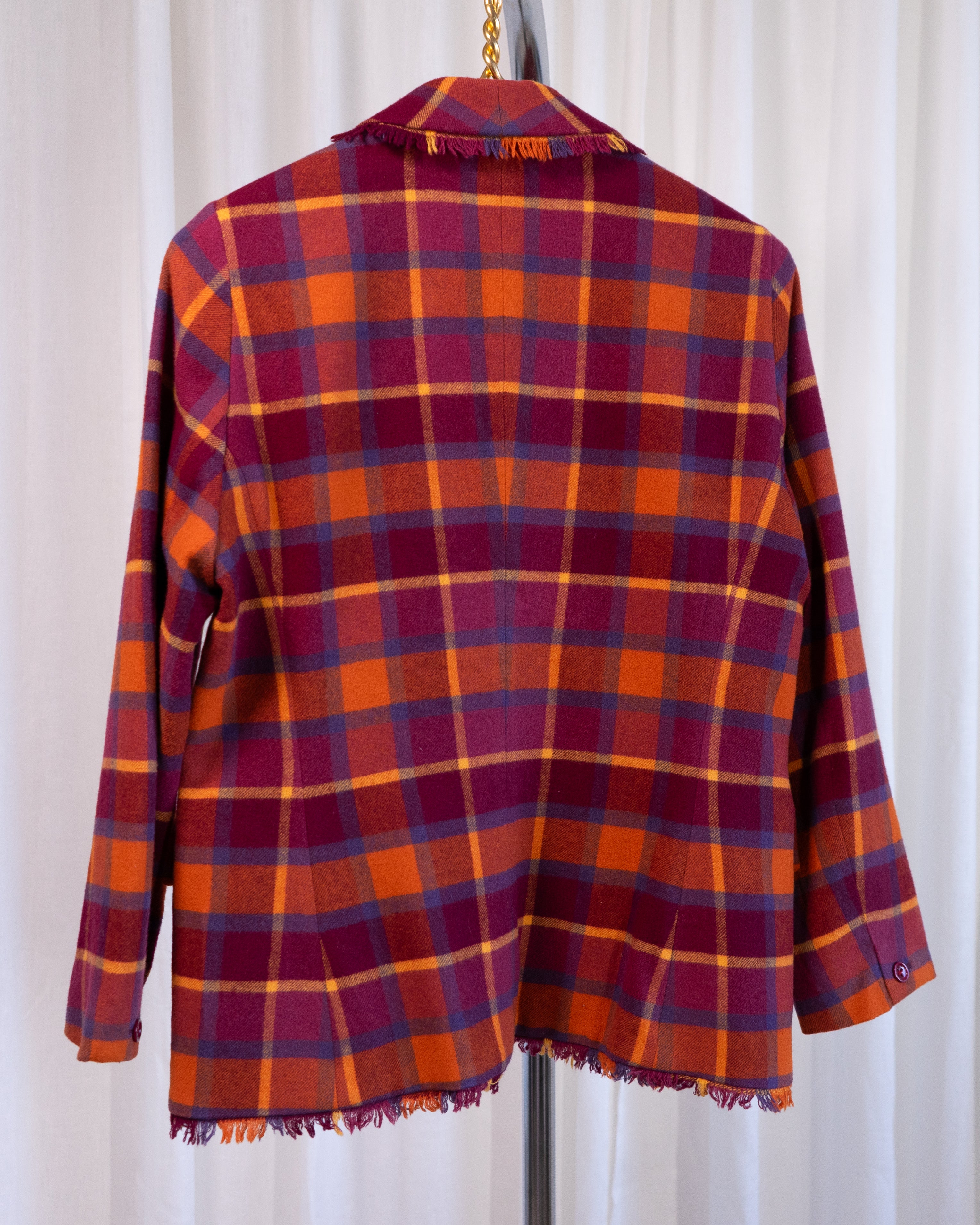 1990s Escada Sport Frayed Plaid Blazer
