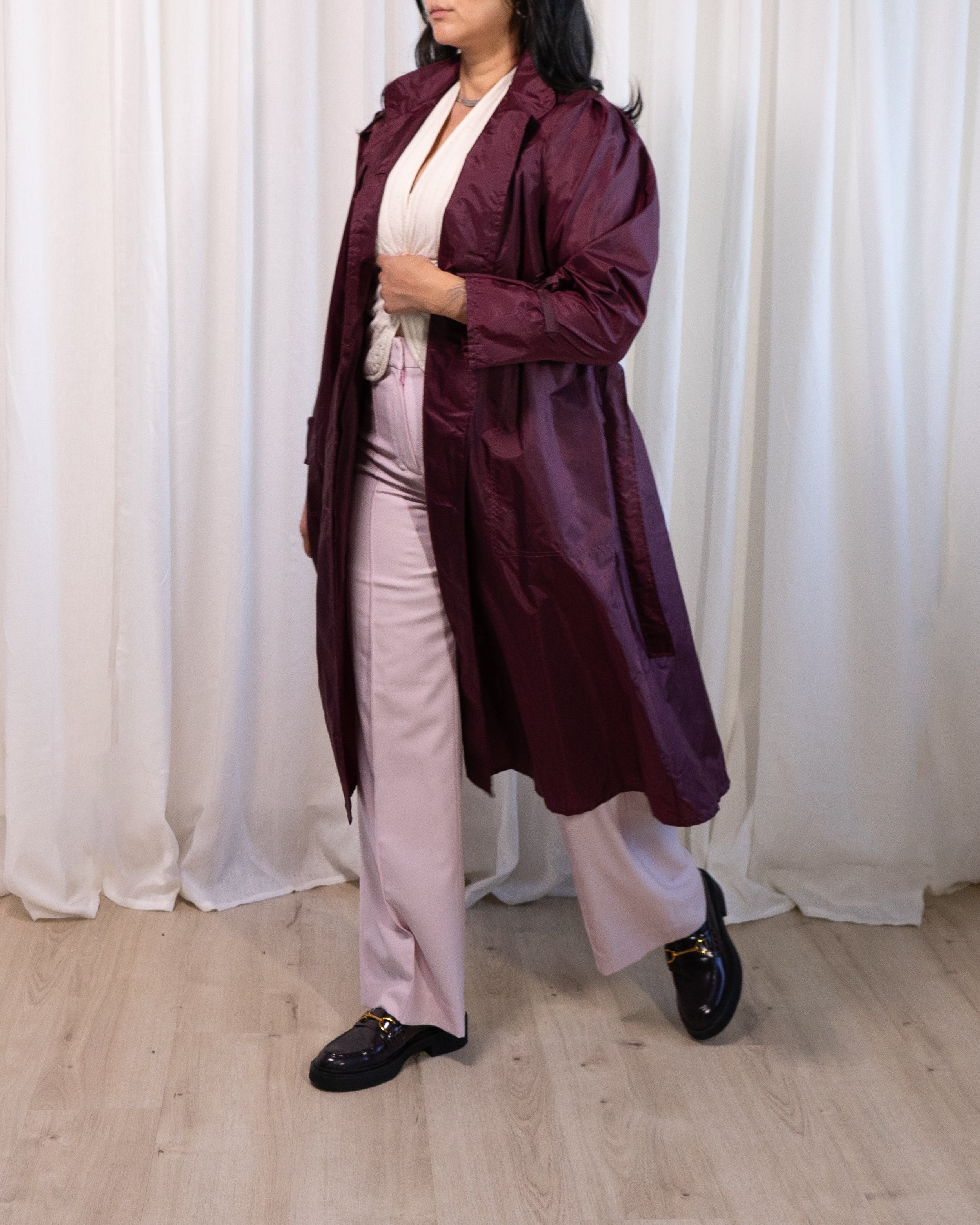 70s I. Magnin Maroon Rain shell with Belt