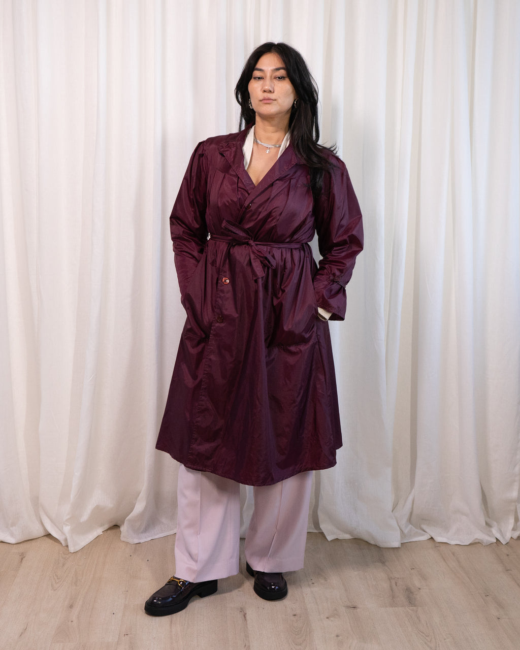 70s I. Magnin Maroon Rain shell with Belt