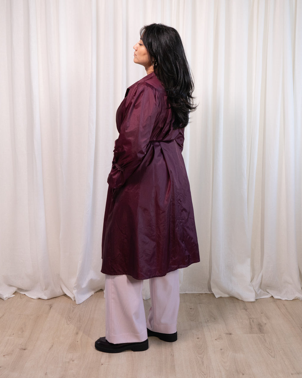 70s I. Magnin Maroon Rain shell with Belt