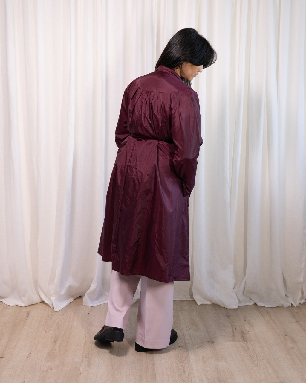 70s I. Magnin Maroon Rain shell with Belt