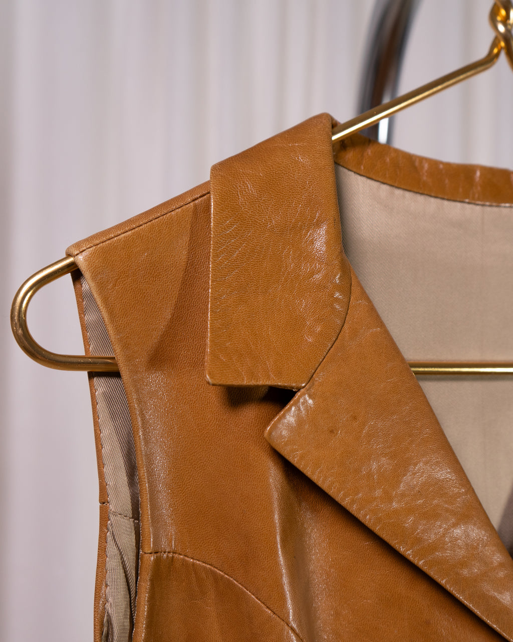 70s Leather Mini Dress w Brutalist Buttons & Belt