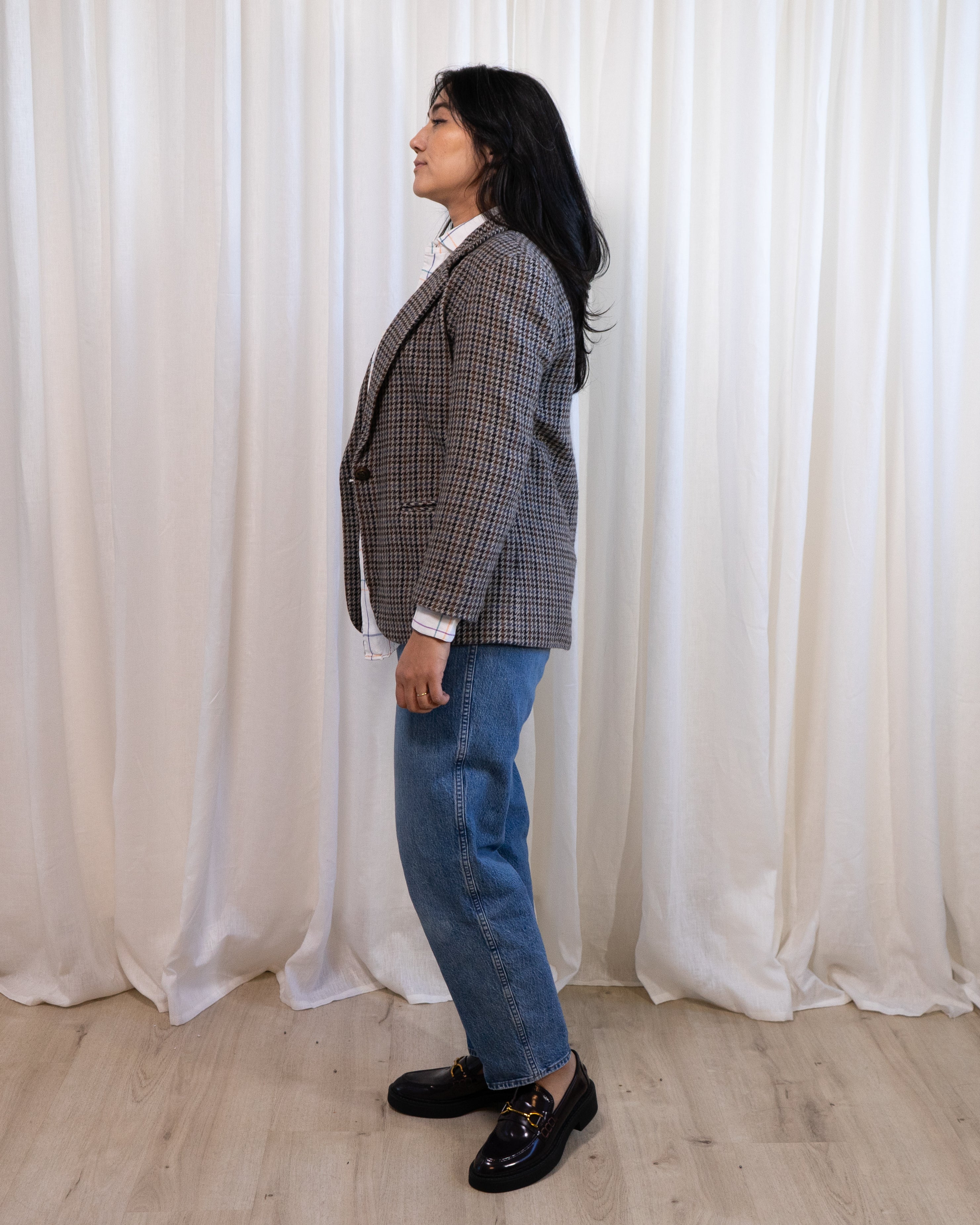 1980s Sag Harbor Houndstooth Plaid Blazer