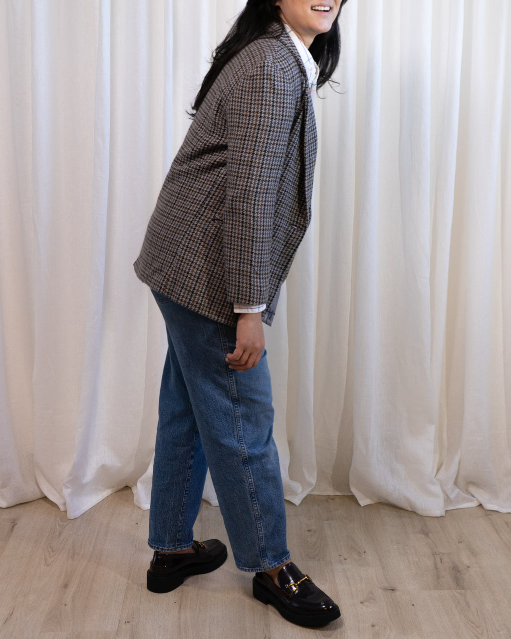1980s Sag Harbor Houndstooth Plaid Blazer