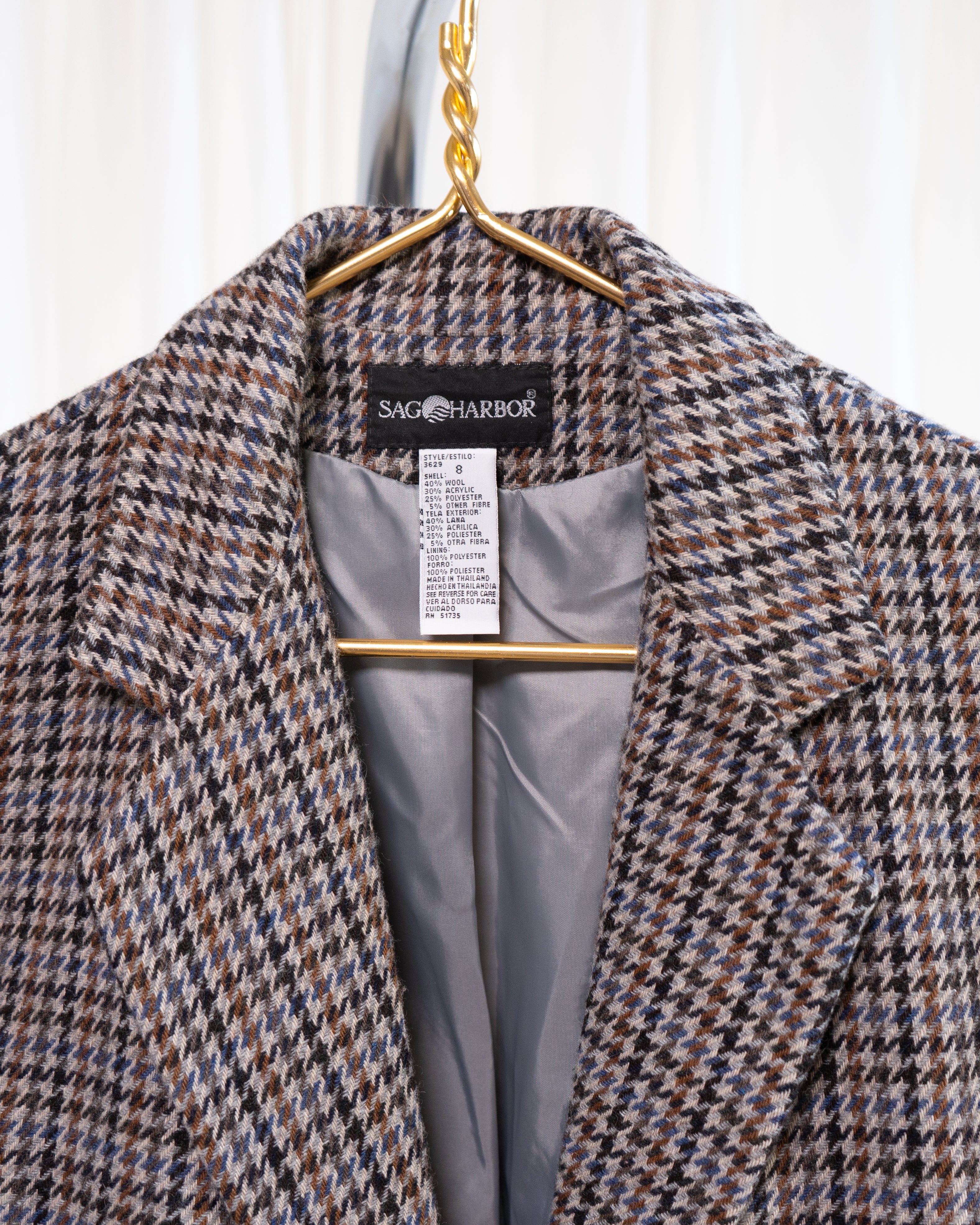 1980s Sag Harbor Houndstooth Plaid Blazer