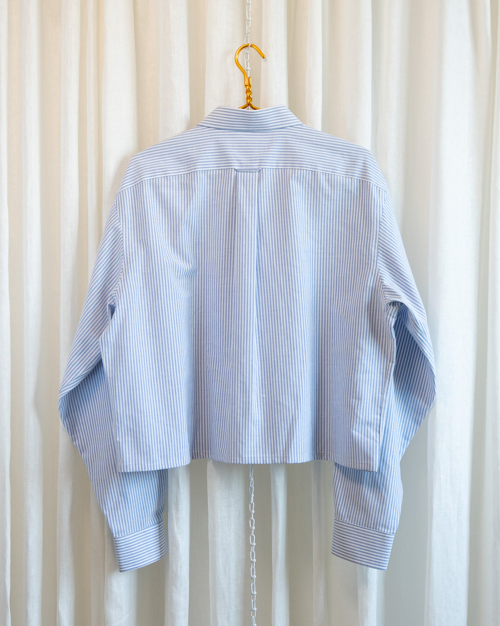 Modern "Calcifer" Embroidered Blue Striped Button Down Shirt