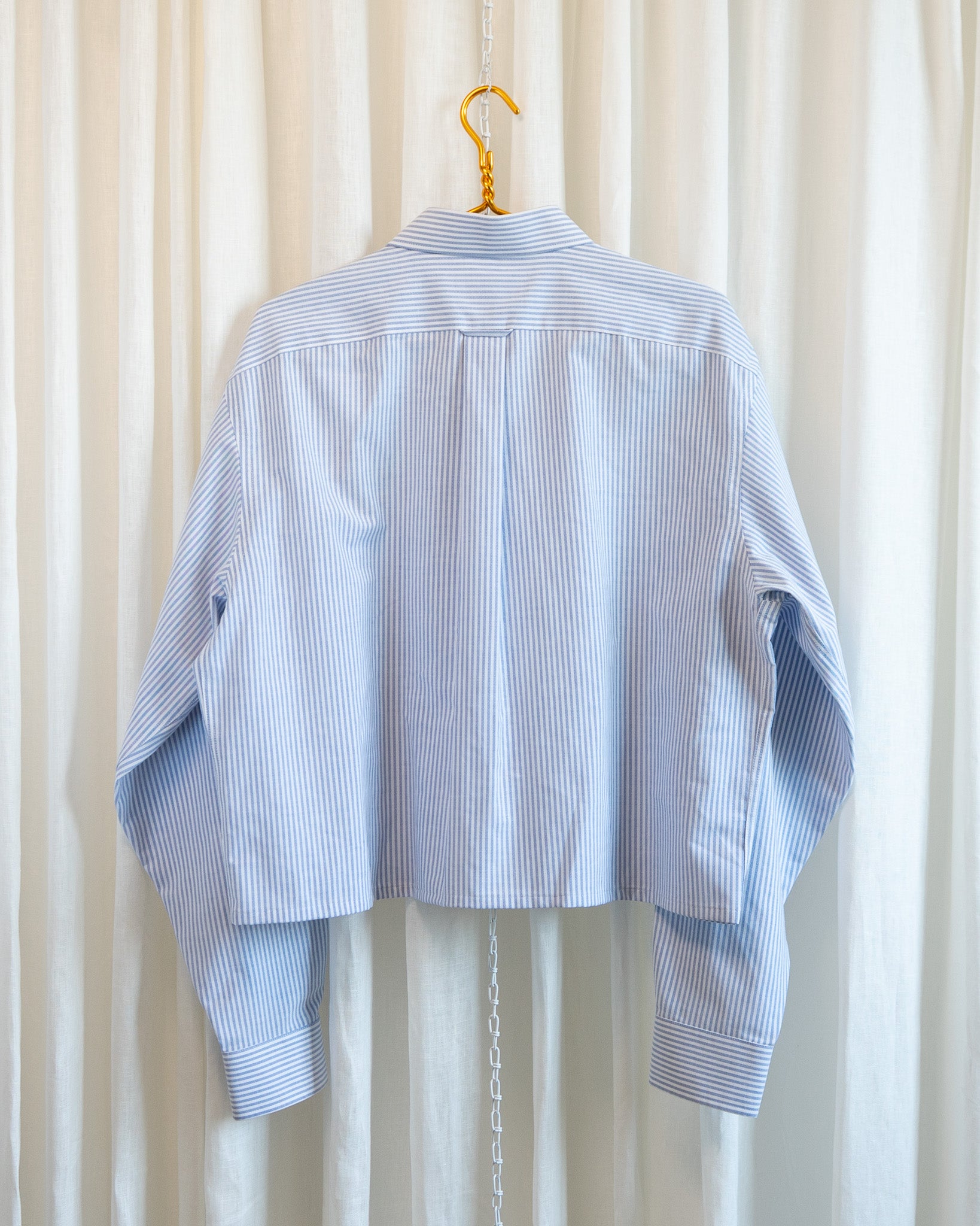 Modern "Calcifer" Embroidered Blue Striped Button Down Shirt