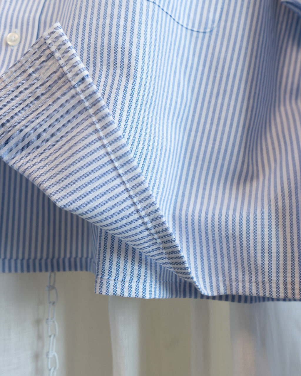 Modern "Calcifer" Embroidered Blue Striped Button Down Shirt