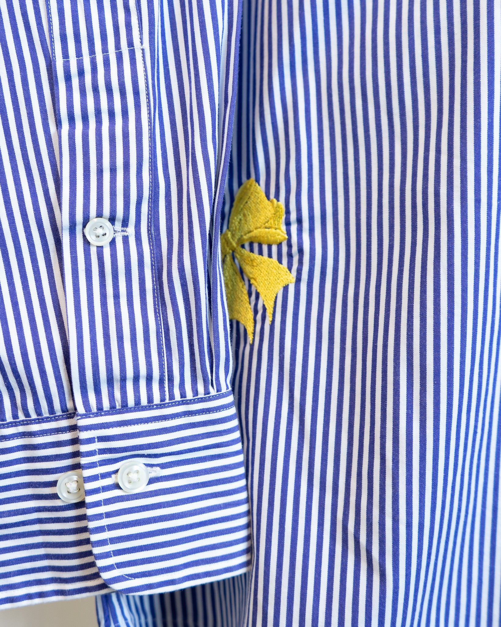 90s "Golden Bows" Embroidered POLO Ralph Lauren Navy Striped Shirt