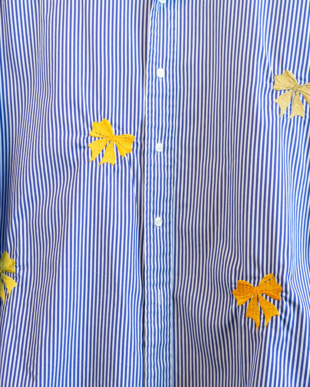 90s "Golden Bows" Embroidered POLO Ralph Lauren Navy Striped Shirt