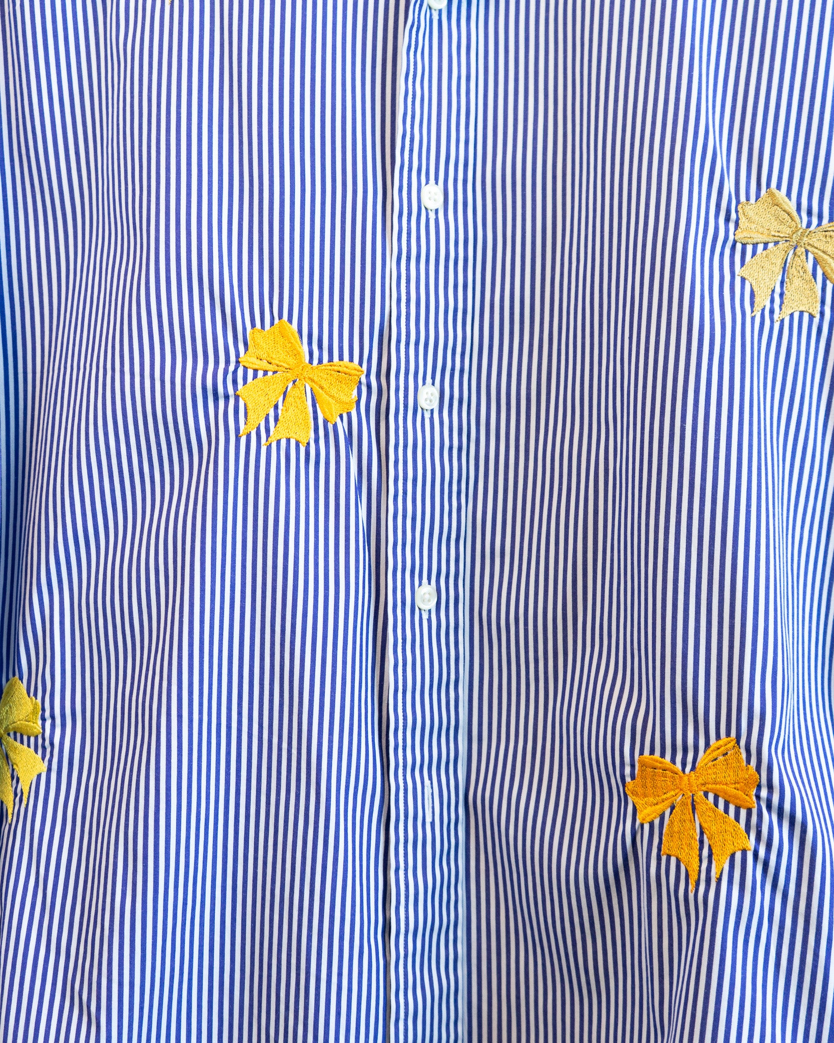 90s "Golden Bows" Embroidered POLO Ralph Lauren Navy Striped Shirt