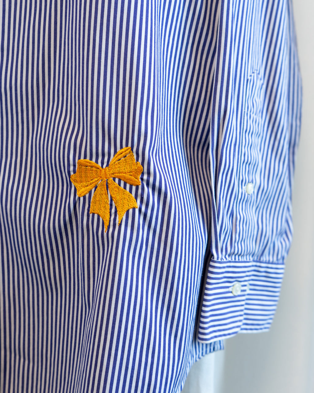 90s "Golden Bows" Embroidered POLO Ralph Lauren Navy Striped Shirt