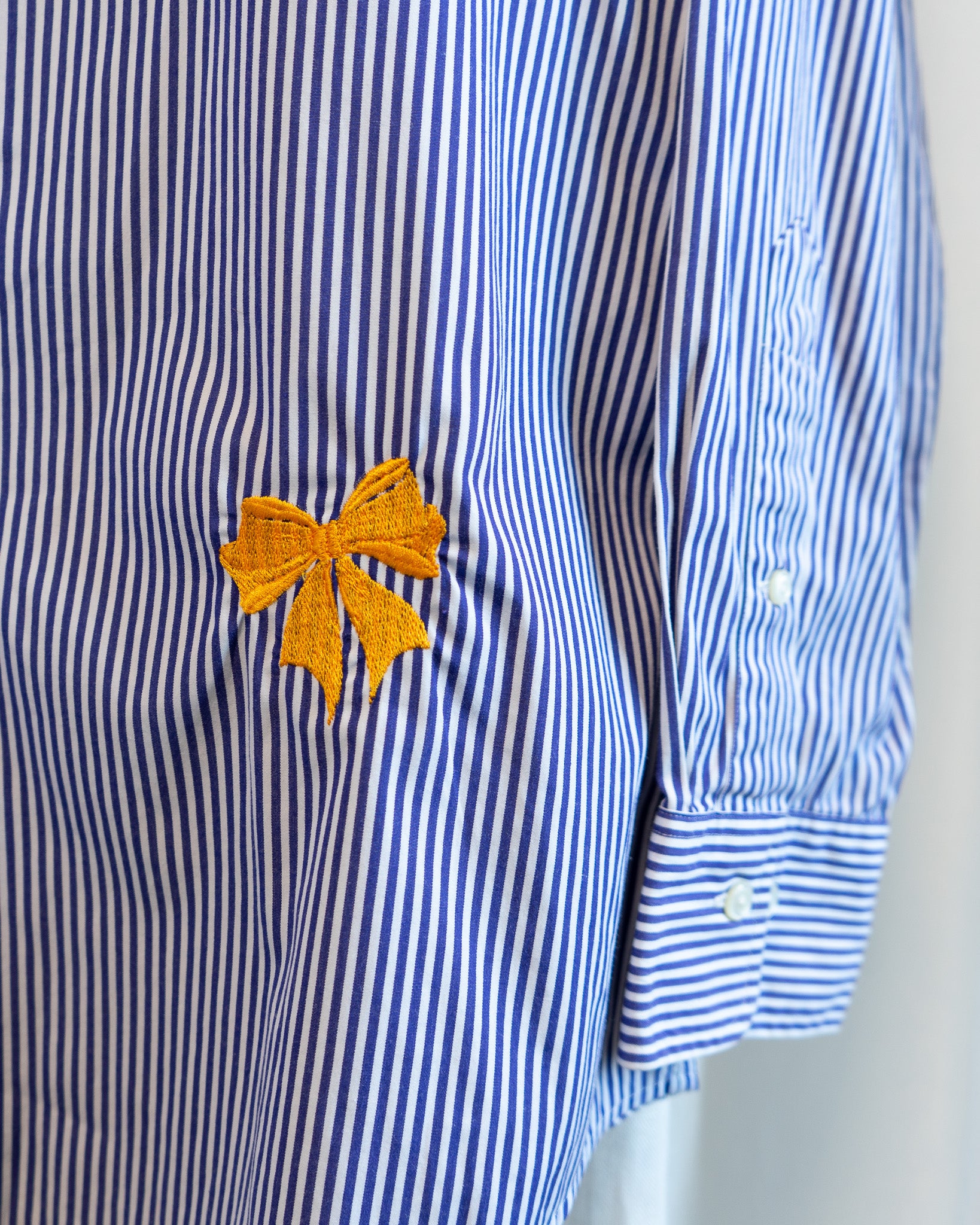 90s "Golden Bows" Embroidered POLO Ralph Lauren Navy Striped Shirt