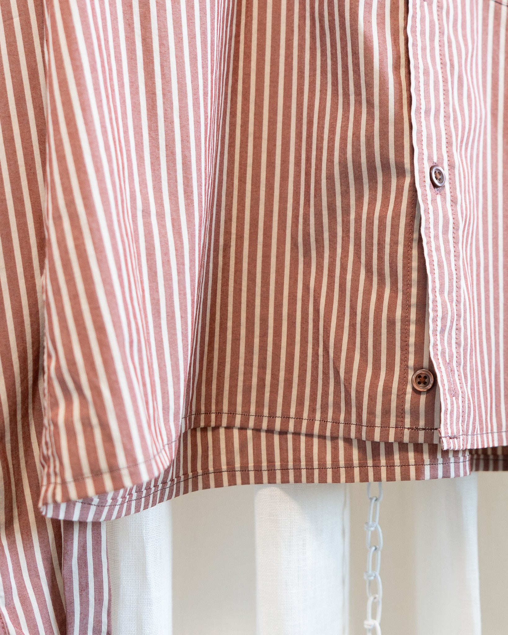 Modern Hemmed GAP Brown Striped Cropped Button Down Shirt