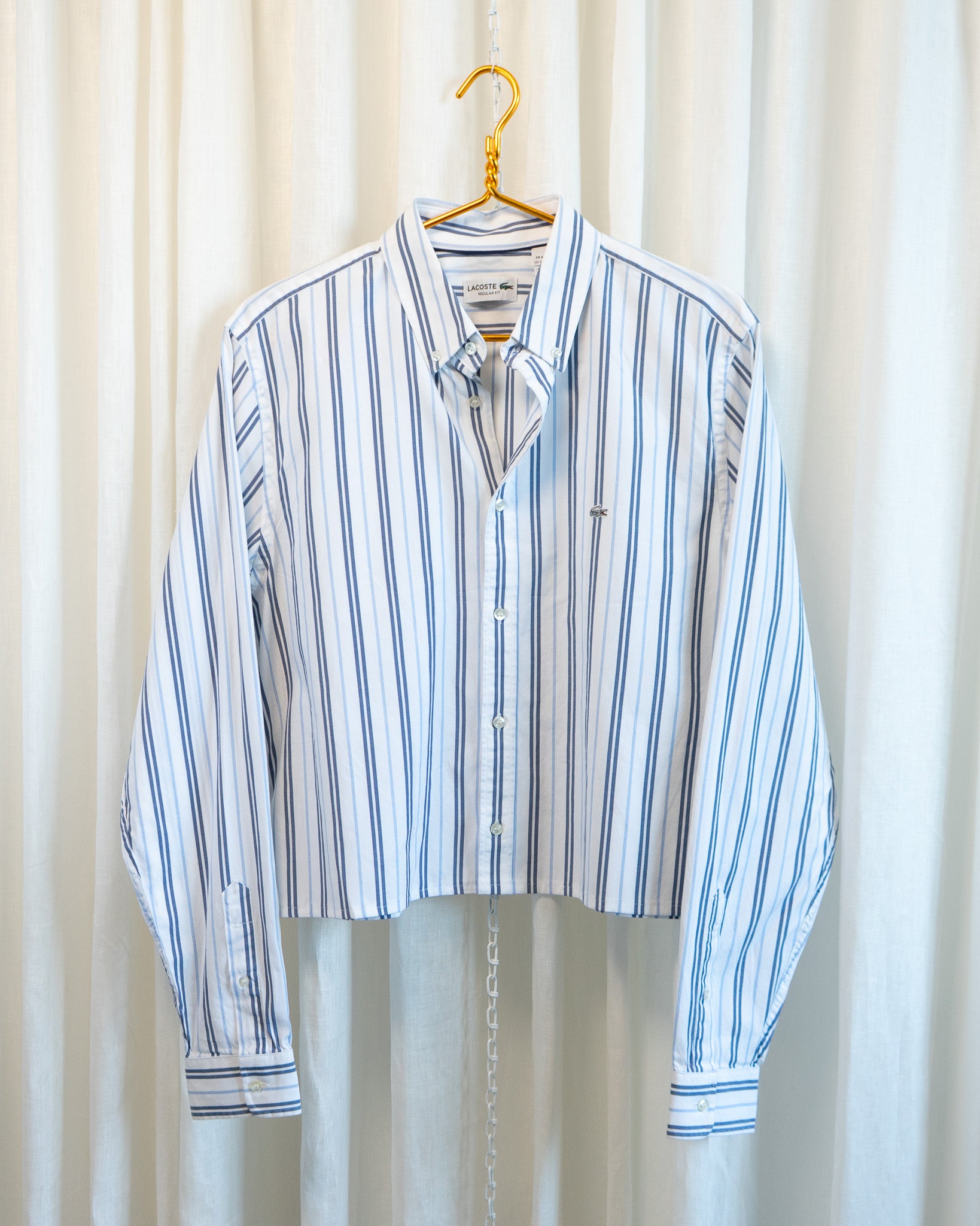 00s Hemmed Lacoste Blue Multi Striped Button Down Shirt