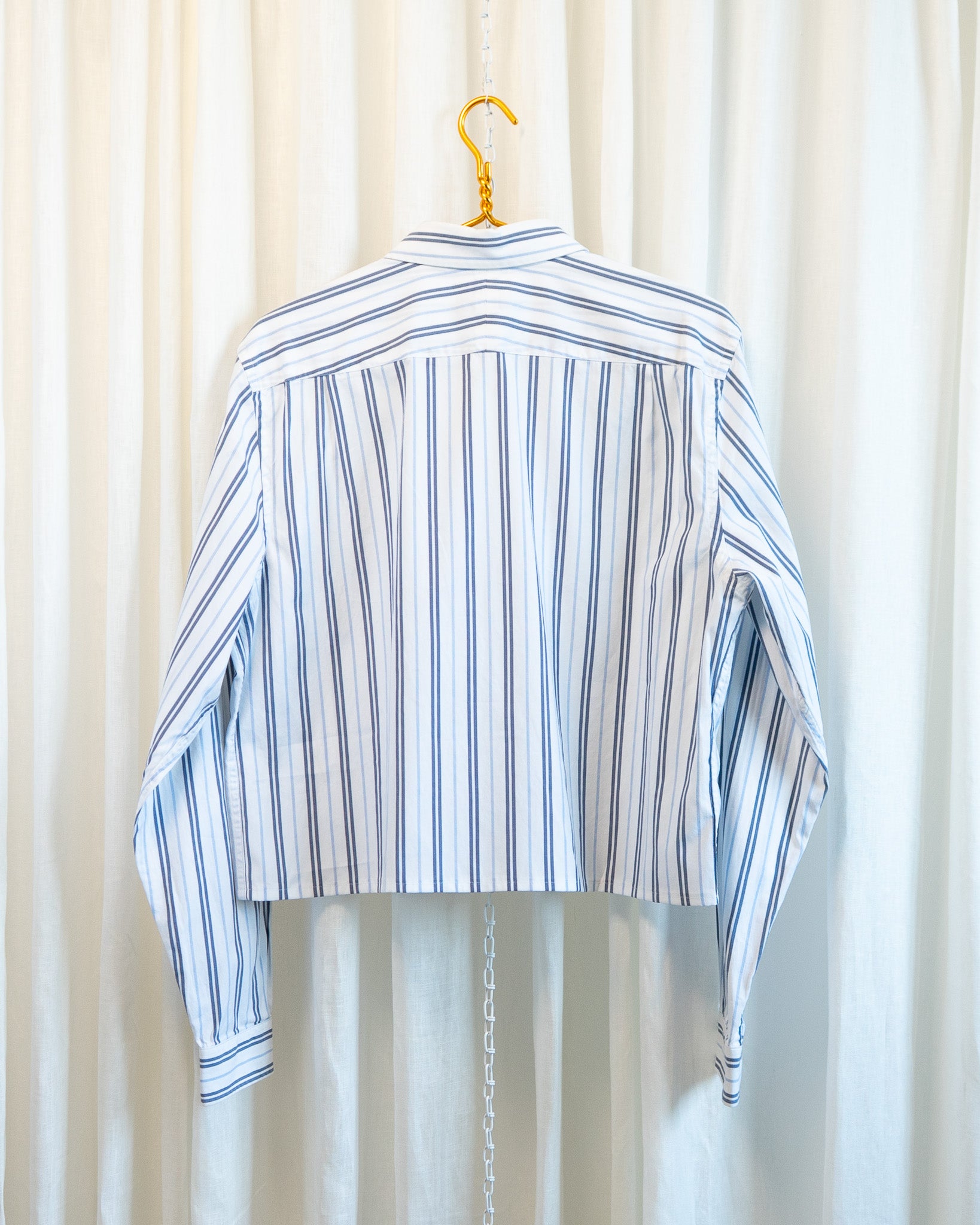 00s Hemmed Lacoste Blue Multi Striped Button Down Shirt