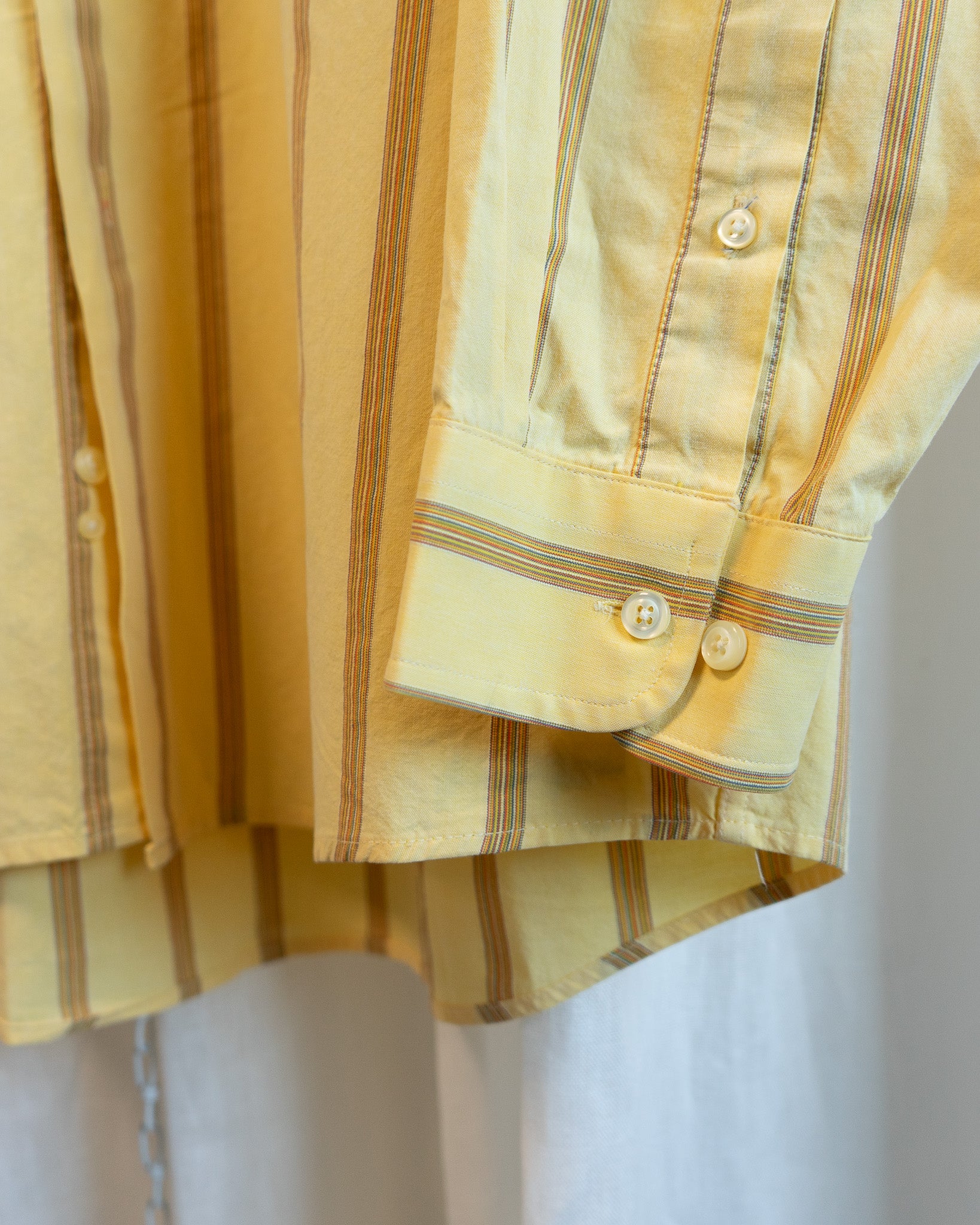 90s "Western" Embroidered Yellow Striped Fine Comb Cotton Shirt
