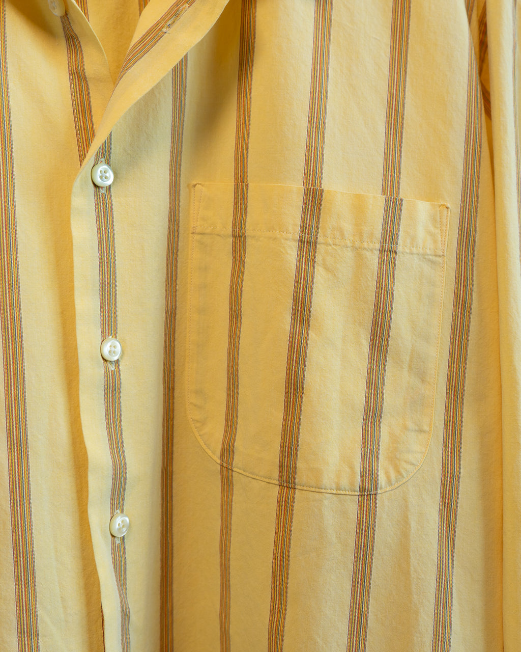 90s "Western" Embroidered Yellow Striped Fine Comb Cotton Shirt