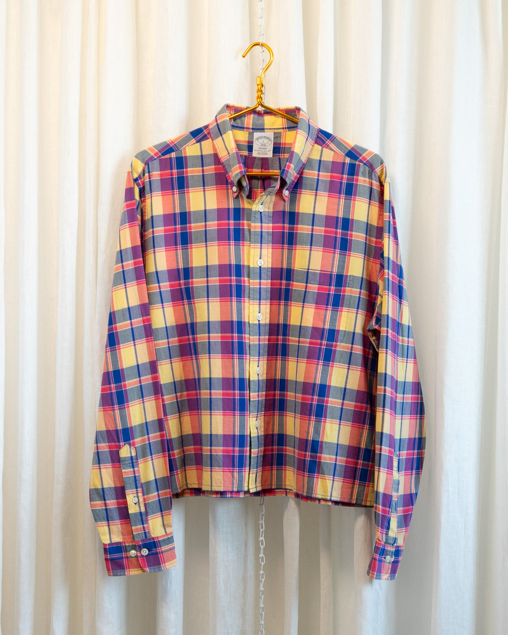 00s Hemmed Brooks Brother Regent Plaid OG Polo Button Down Shirt