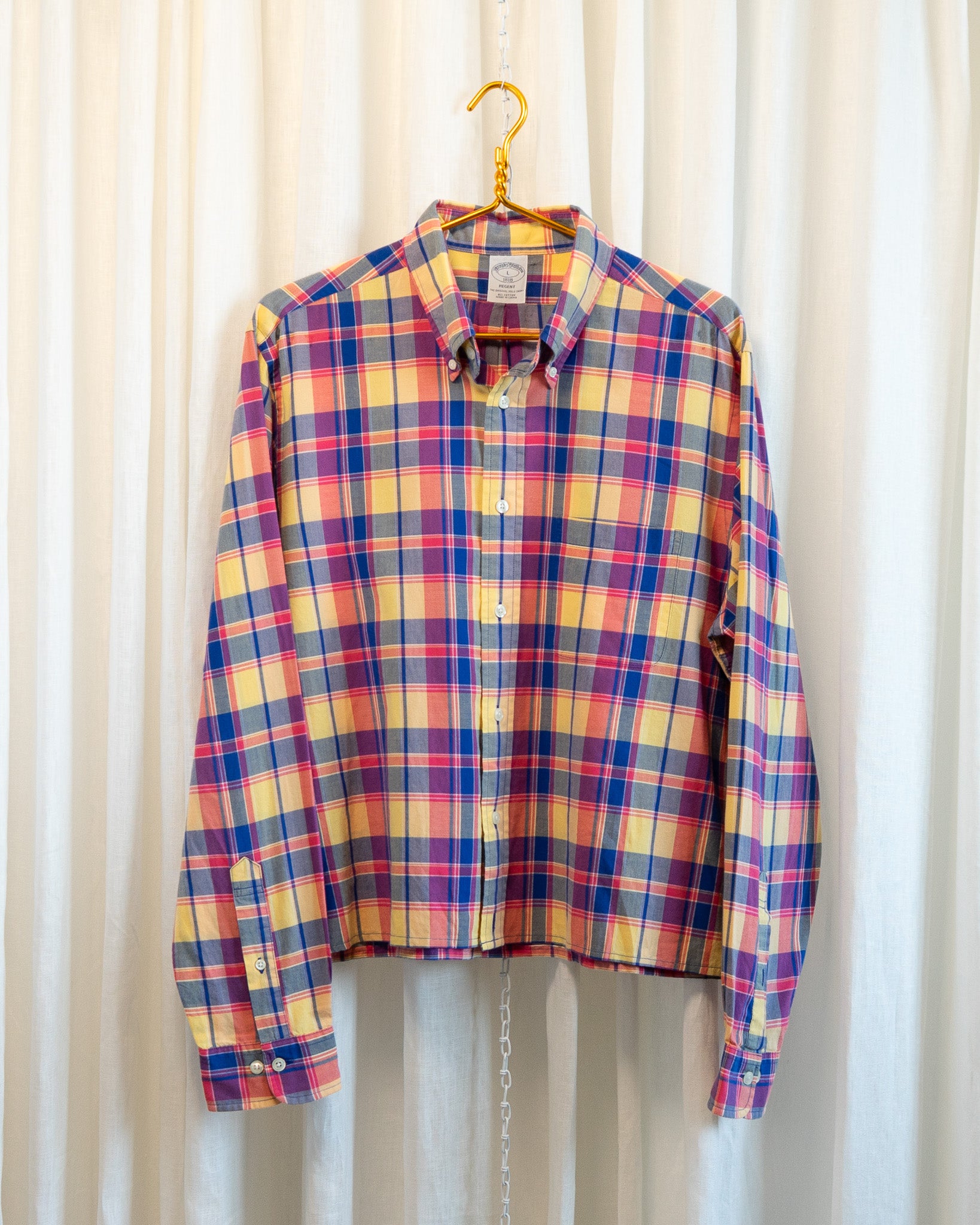 00s Hemmed Brooks Brother Regent Plaid OG Polo Button Down Shirt