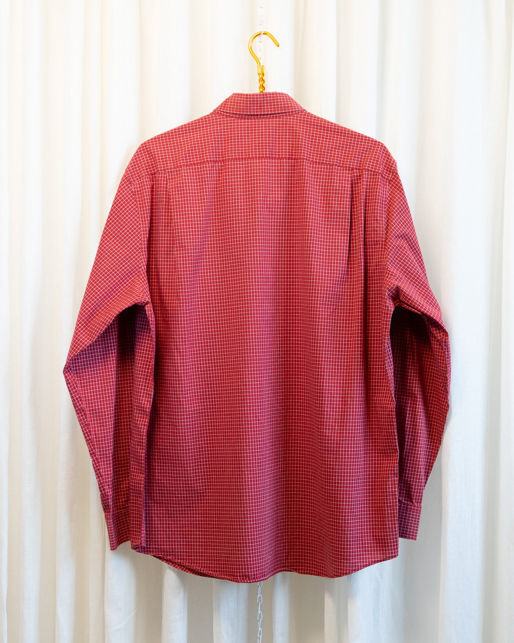 90s LL Bean "Frolicking Mouse in Garden" Embroidered Red Plaid Shirt