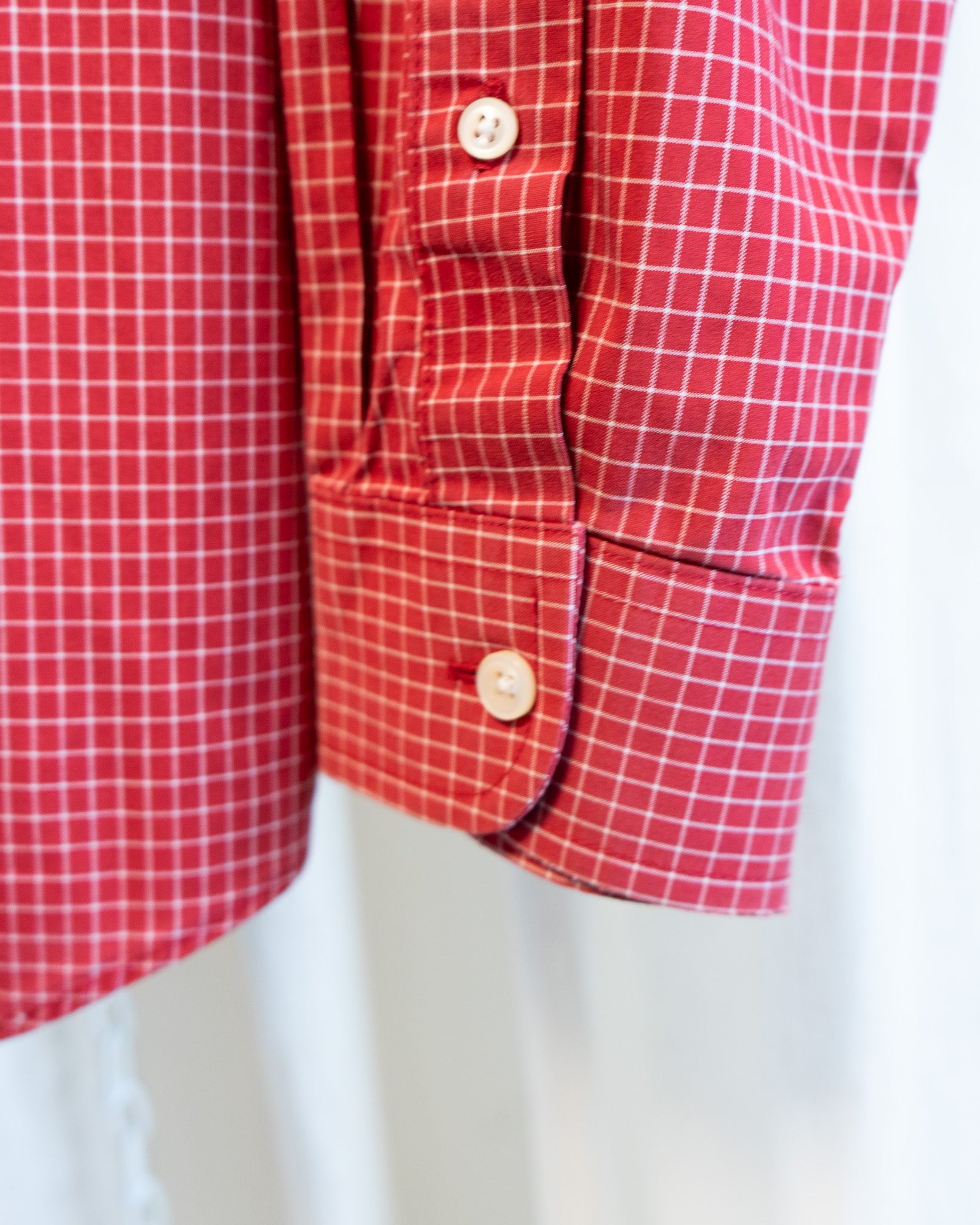 90s LL Bean "Frolicking Mouse in Garden" Embroidered Red Plaid Shirt