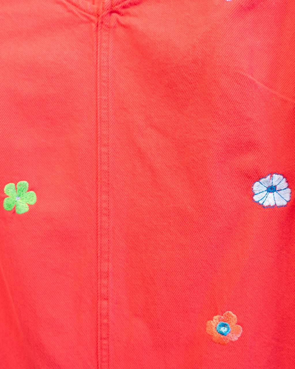 Modern "Swedish Florals" Embroidered GAP Red Denim Mini Dress