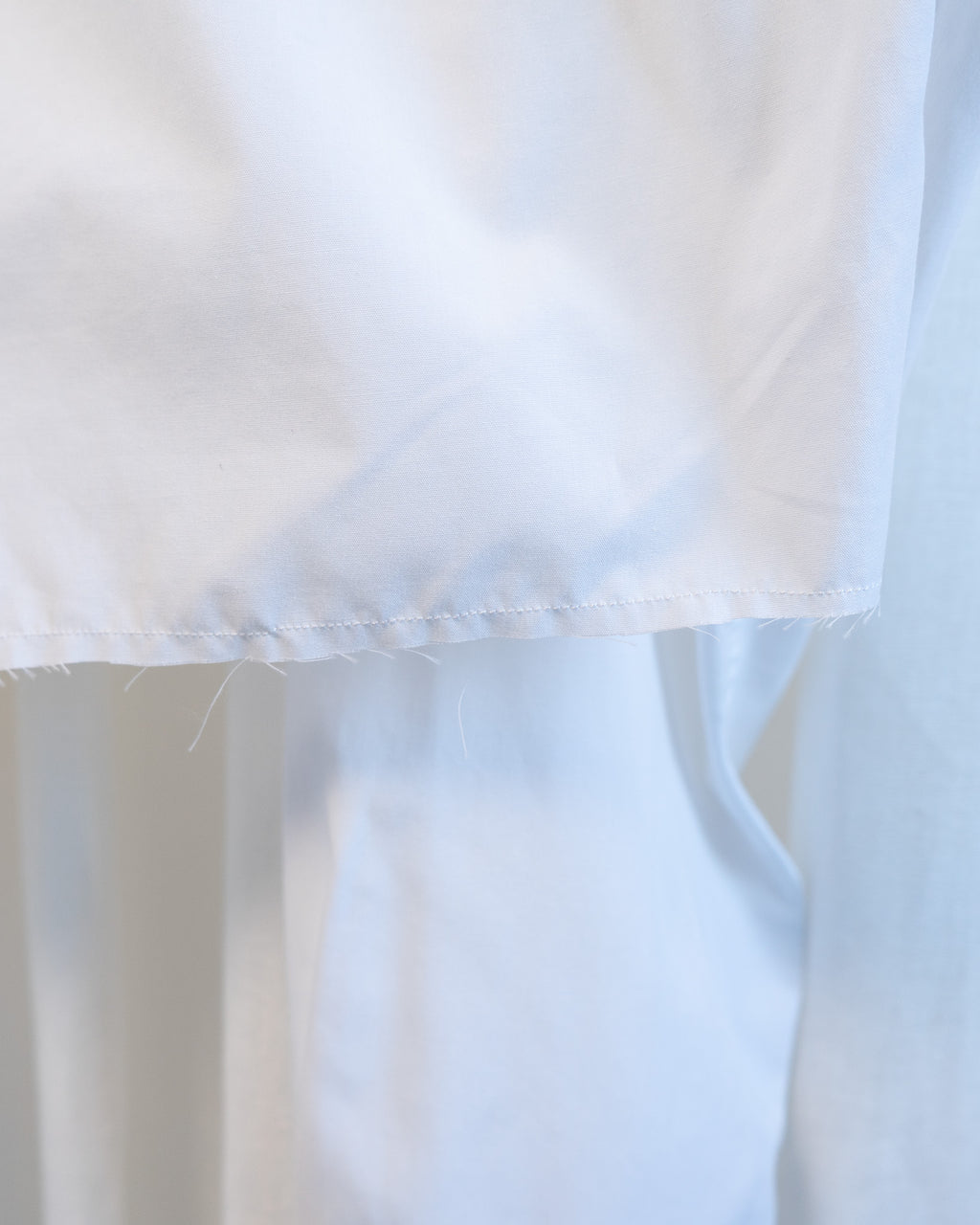 70s "Watermelon" Embroidered Collar & Hemmed Crisp White LS Cropped Shirt