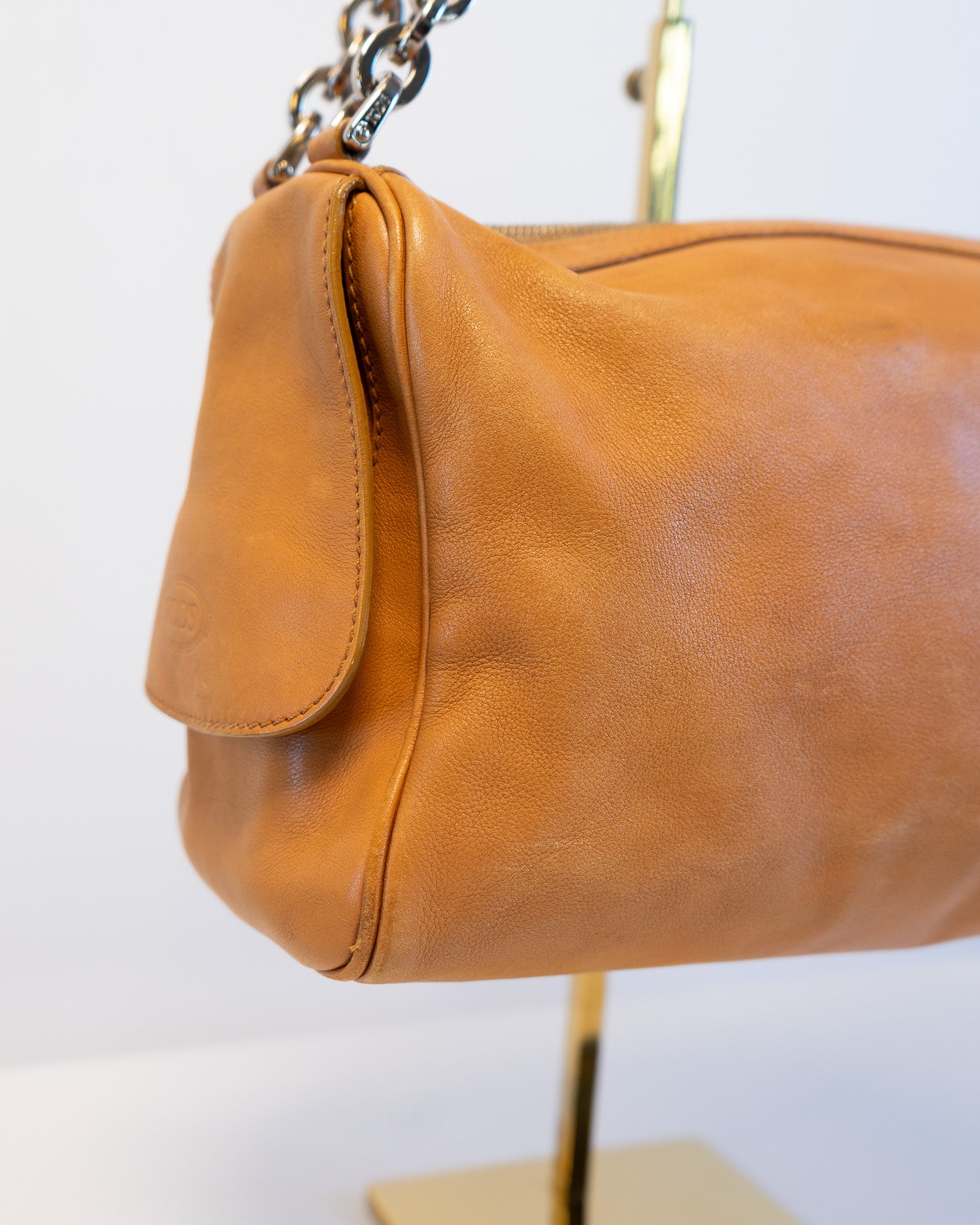 Tod's Lambskin Camel Leather Double Handle Tote Bag