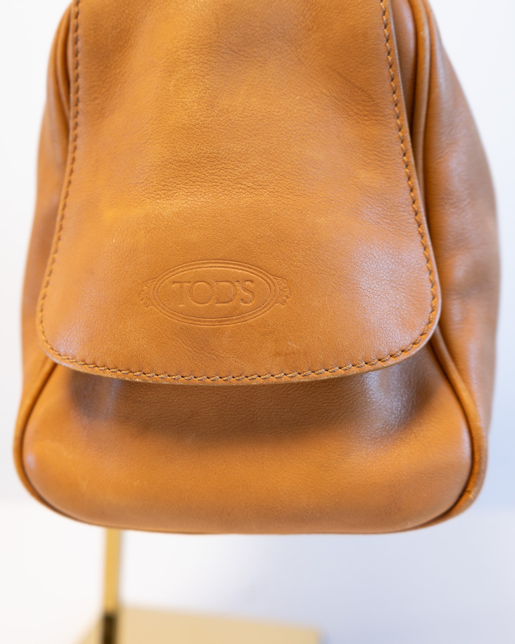 Tod's Lambskin Camel Leather Double Handle Tote Bag