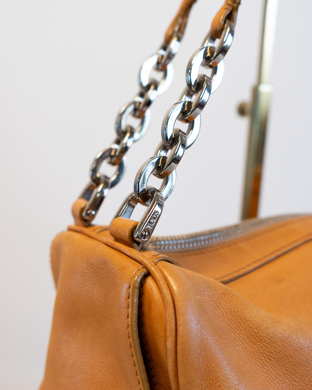 Tod's Lambskin Camel Leather Double Handle Tote Bag