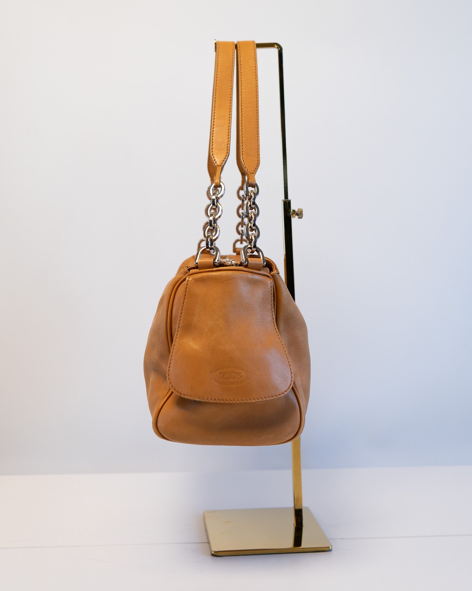 Tod's Lambskin Camel Leather Double Handle Tote Bag