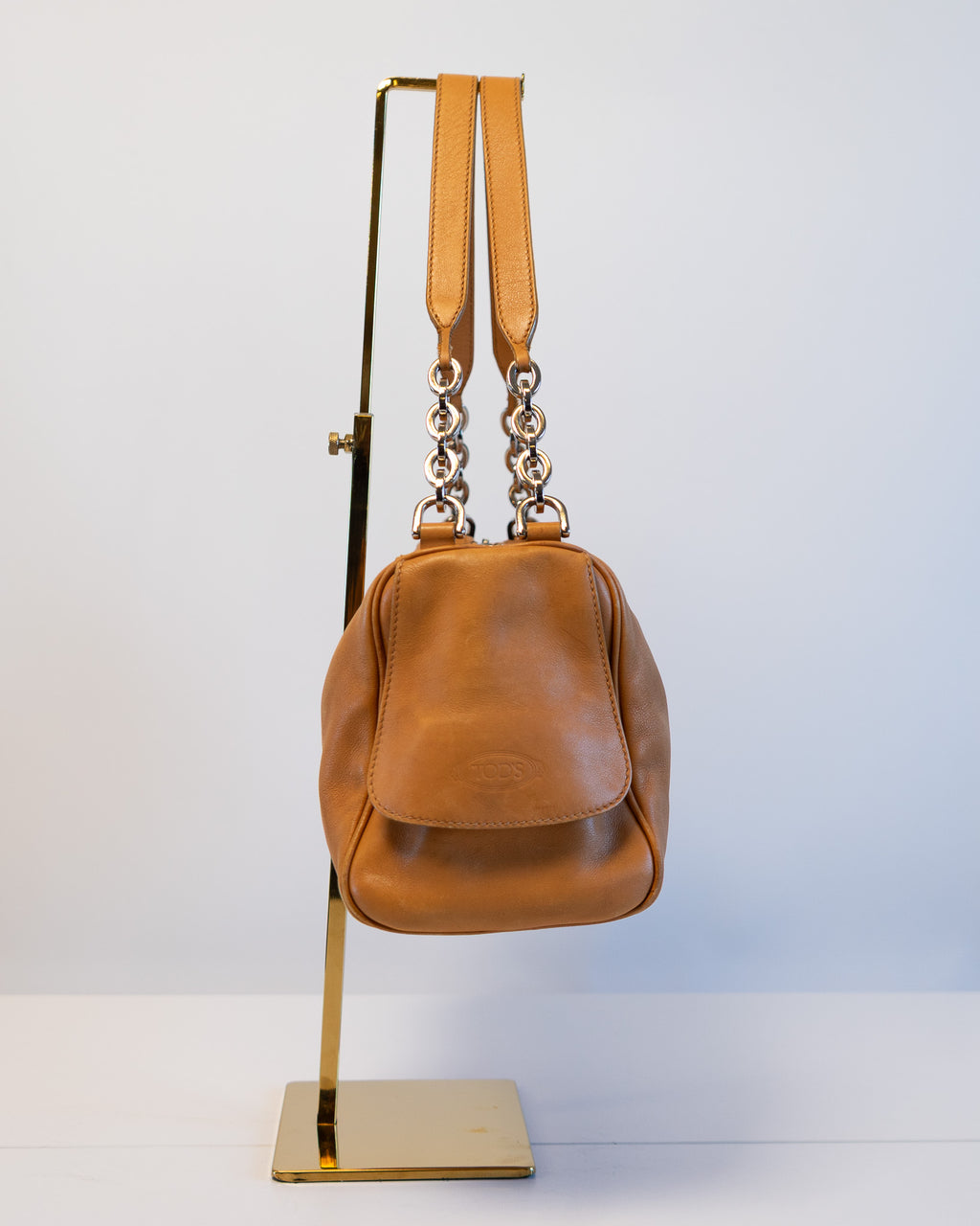Tod's Lambskin Camel Leather Double Handle Tote Bag