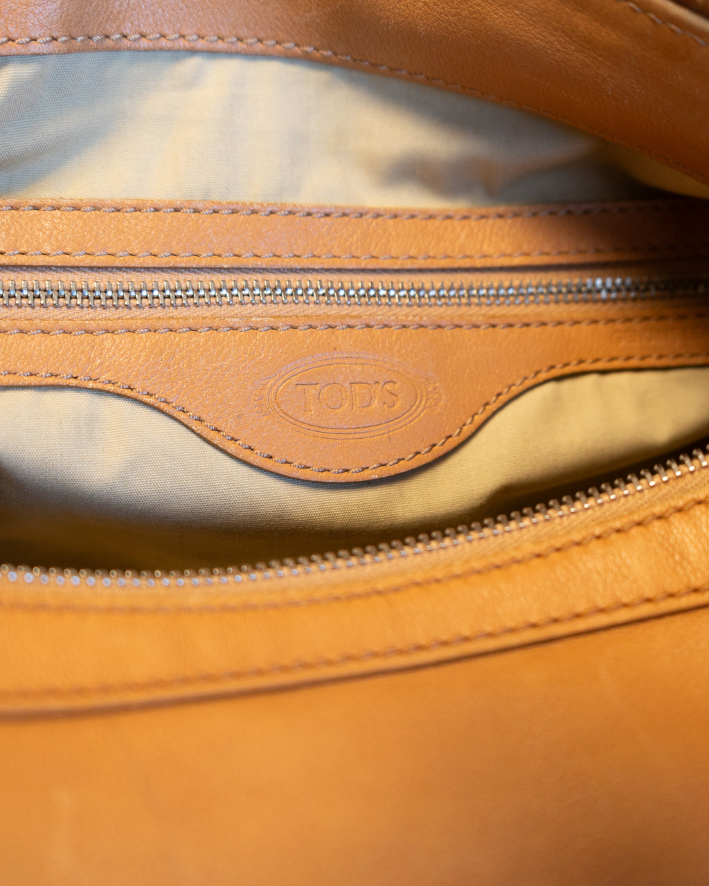 Tod's Lambskin Camel Leather Double Handle Tote Bag