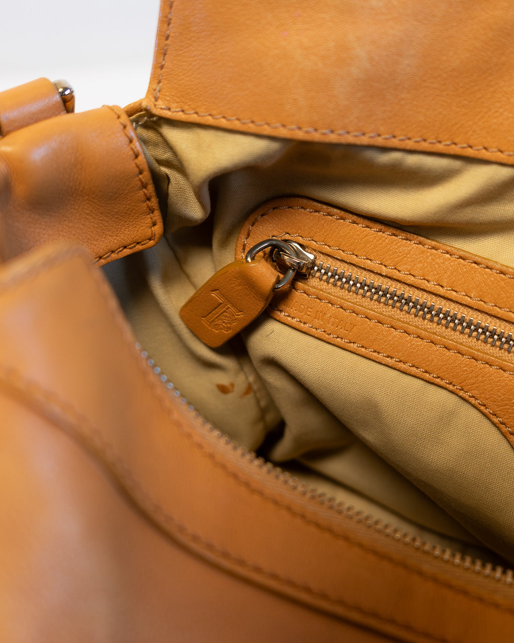 Tod's Lambskin Camel Leather Double Handle Tote Bag