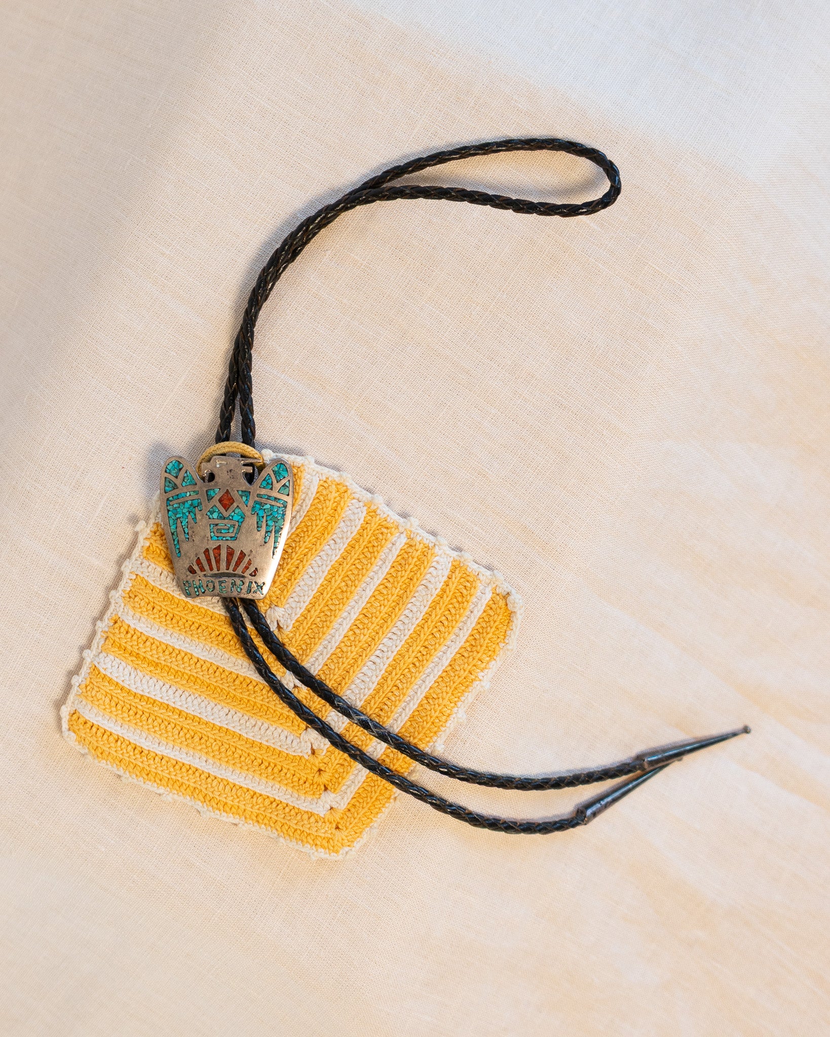 80s Sterling Silver "Phoenix" Bolo Tie w OG Owners Address