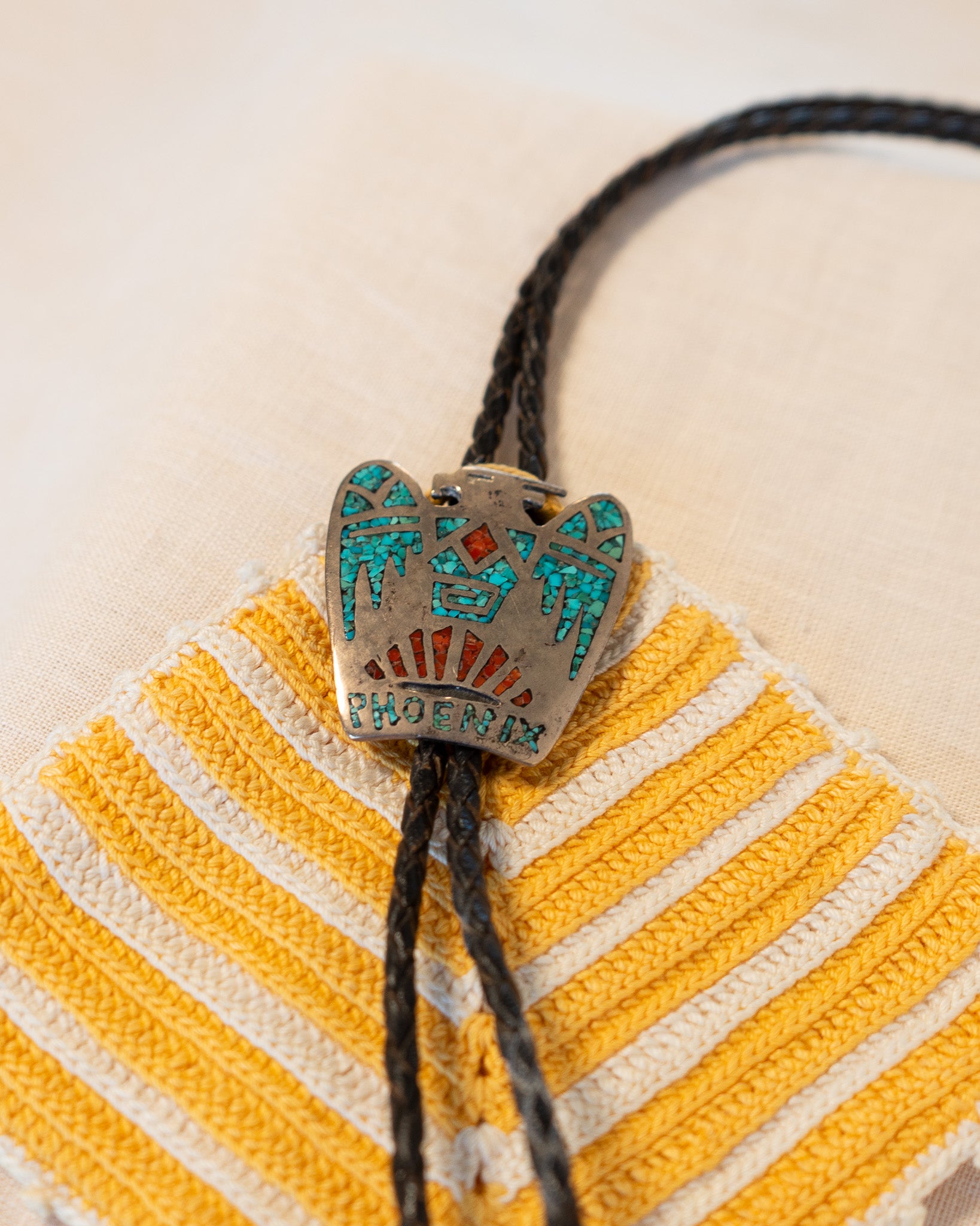 80s Sterling Silver "Phoenix" Bolo Tie w OG Owners Address