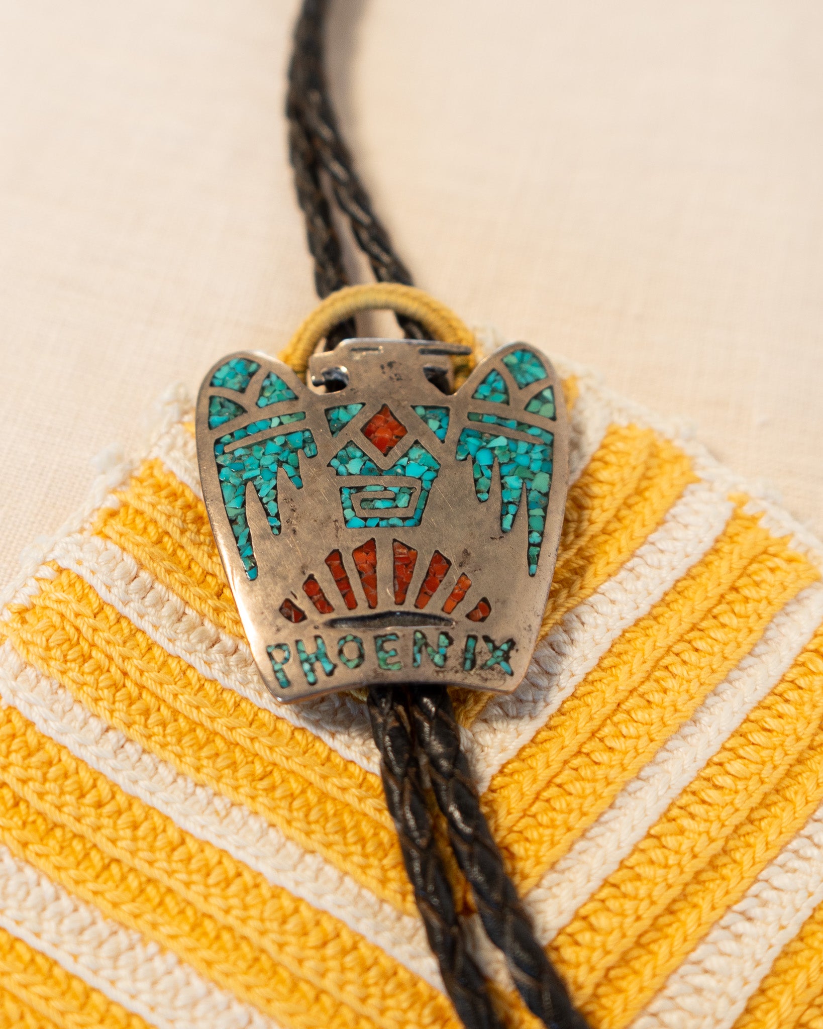 80s Sterling Silver "Phoenix" Bolo Tie w OG Owners Address