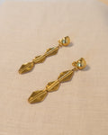 80s Brushed Brass Linear Drop Clip-on Earrings