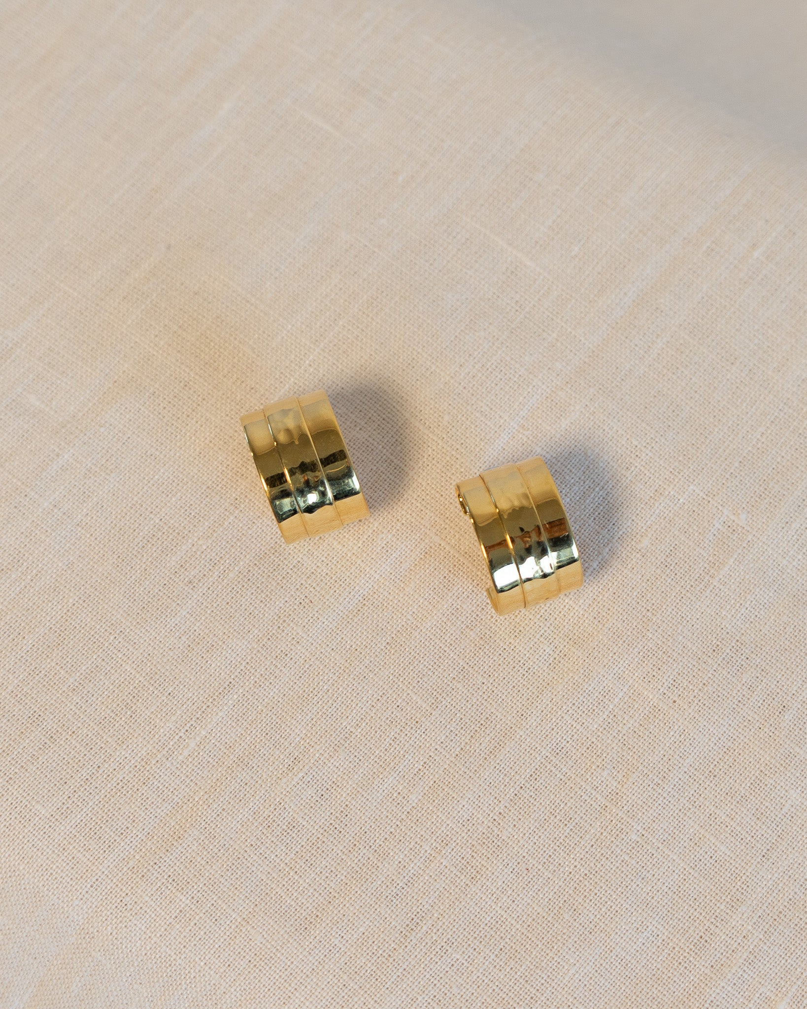 90s Hammered Flat Wide Hoop Earrings