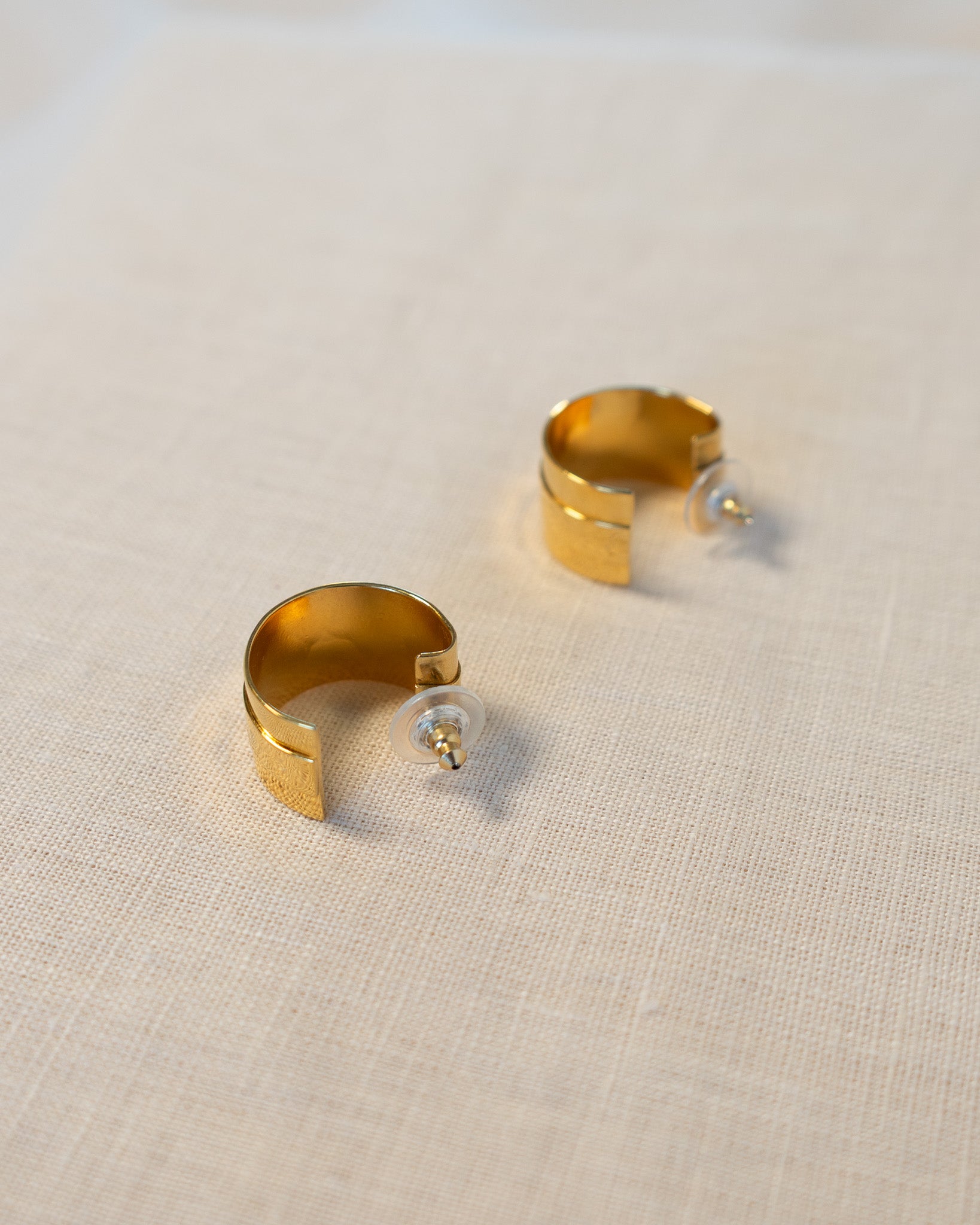 90s Hammered Flat Wide Hoop Earrings