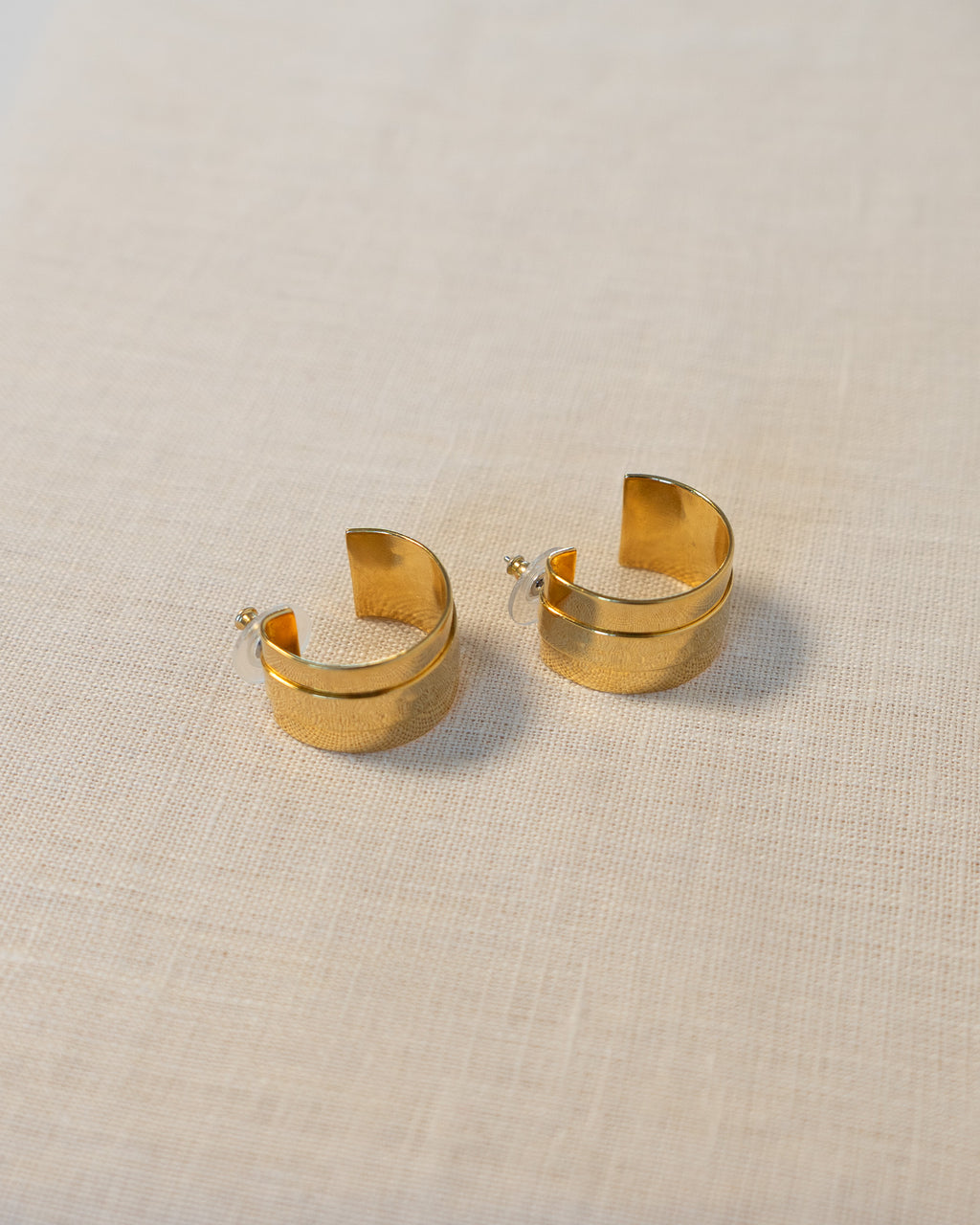90s Hammered Flat Wide Hoop Earrings
